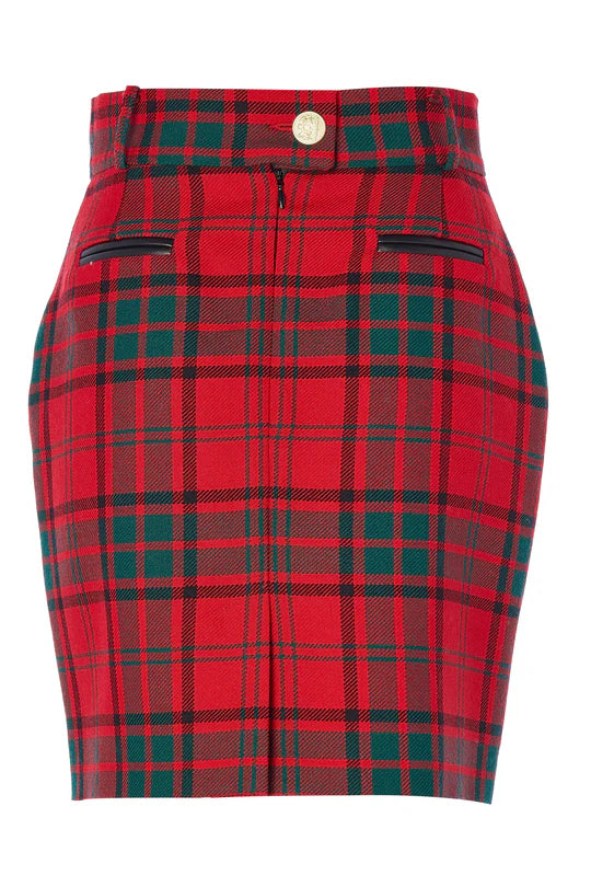 Holland Cooper Red Tartan Knightsbridge Skirt Tartan-OUTLET #Colour_Red Tartan