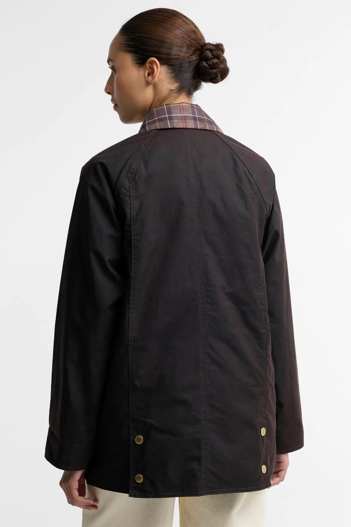 Barbour Icons Tartan Collar Modern Beadnell Wax Jacket #Colour_Rustic/Muted