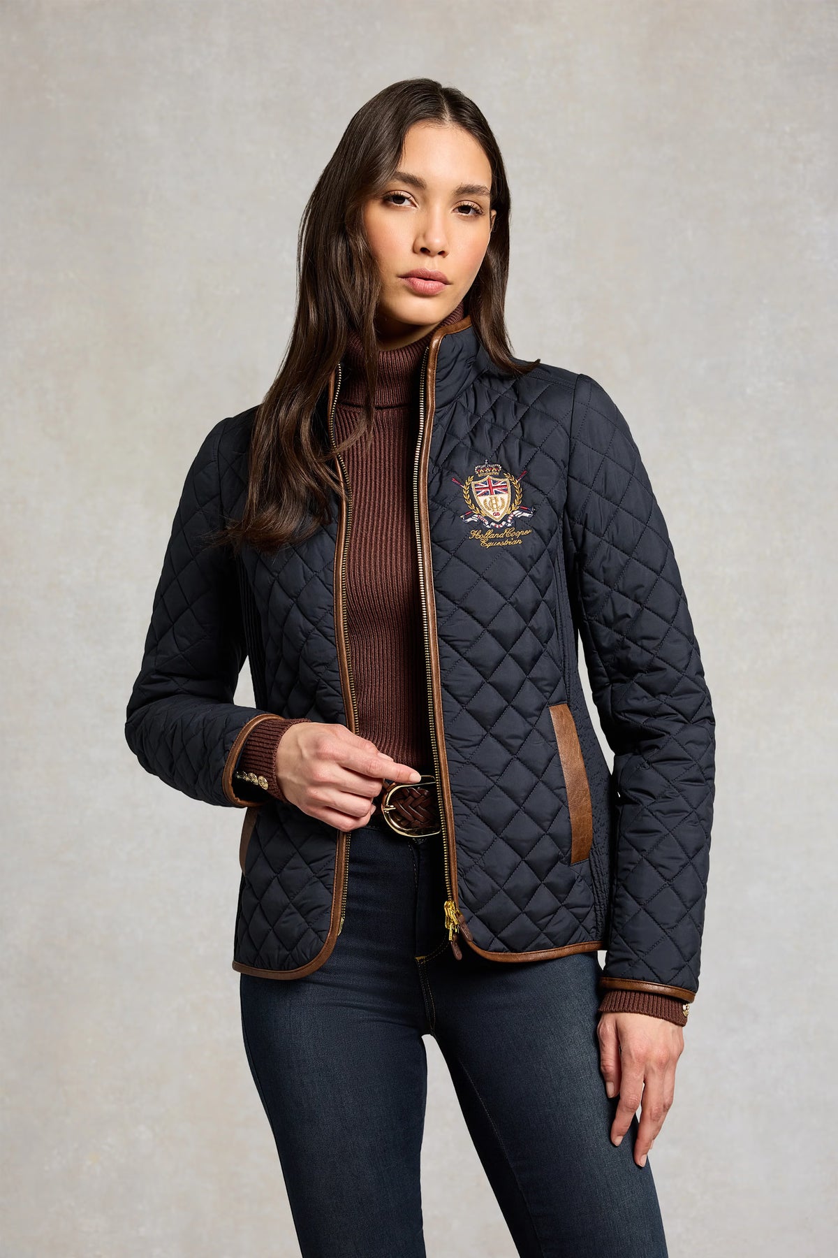 Holland Cooper Boughton Diamond Quilt Jacket #Colour_Ink Navy