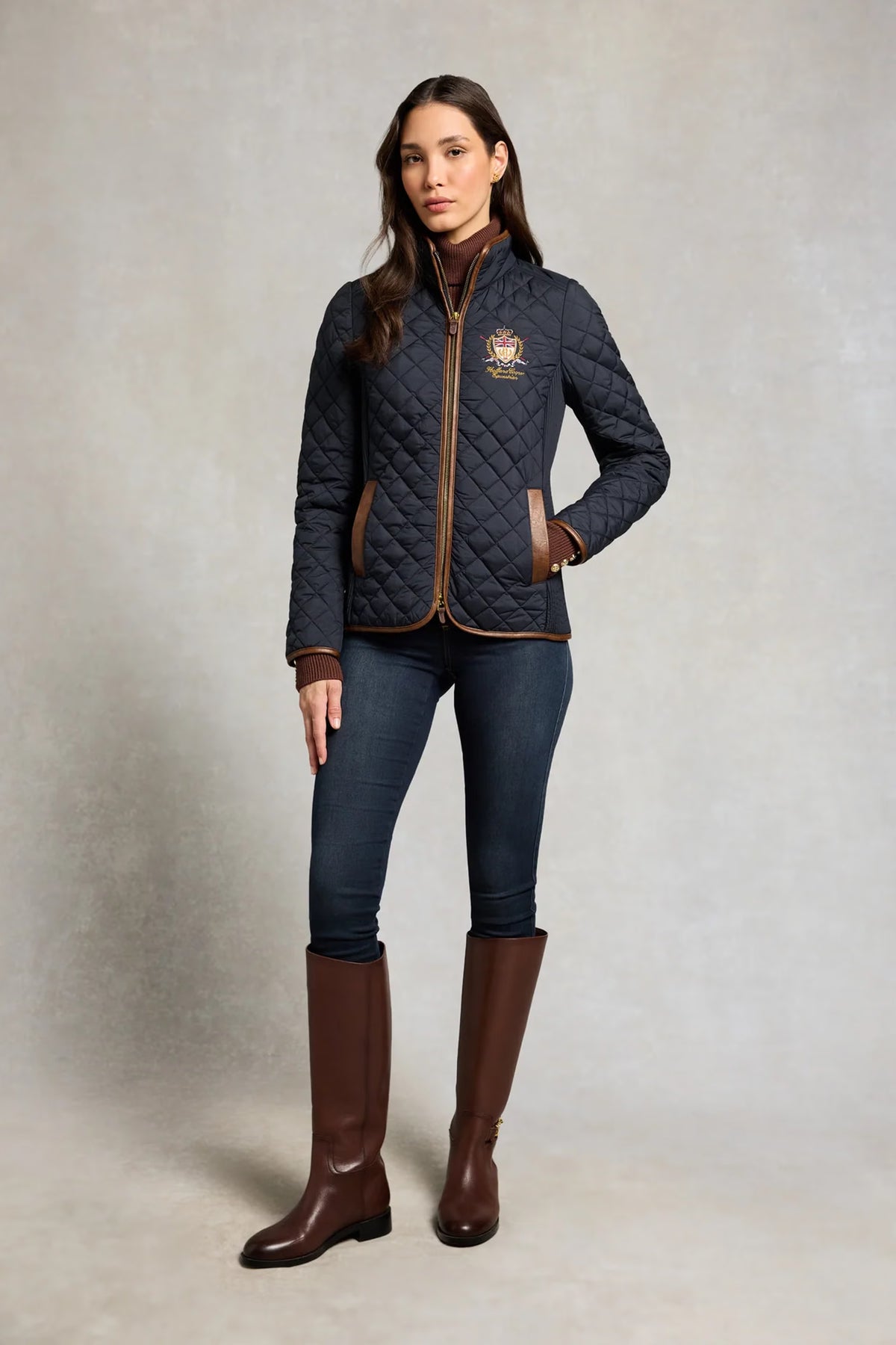 Holland Cooper Boughton Diamond Quilt Jacket #Colour_Ink Navy