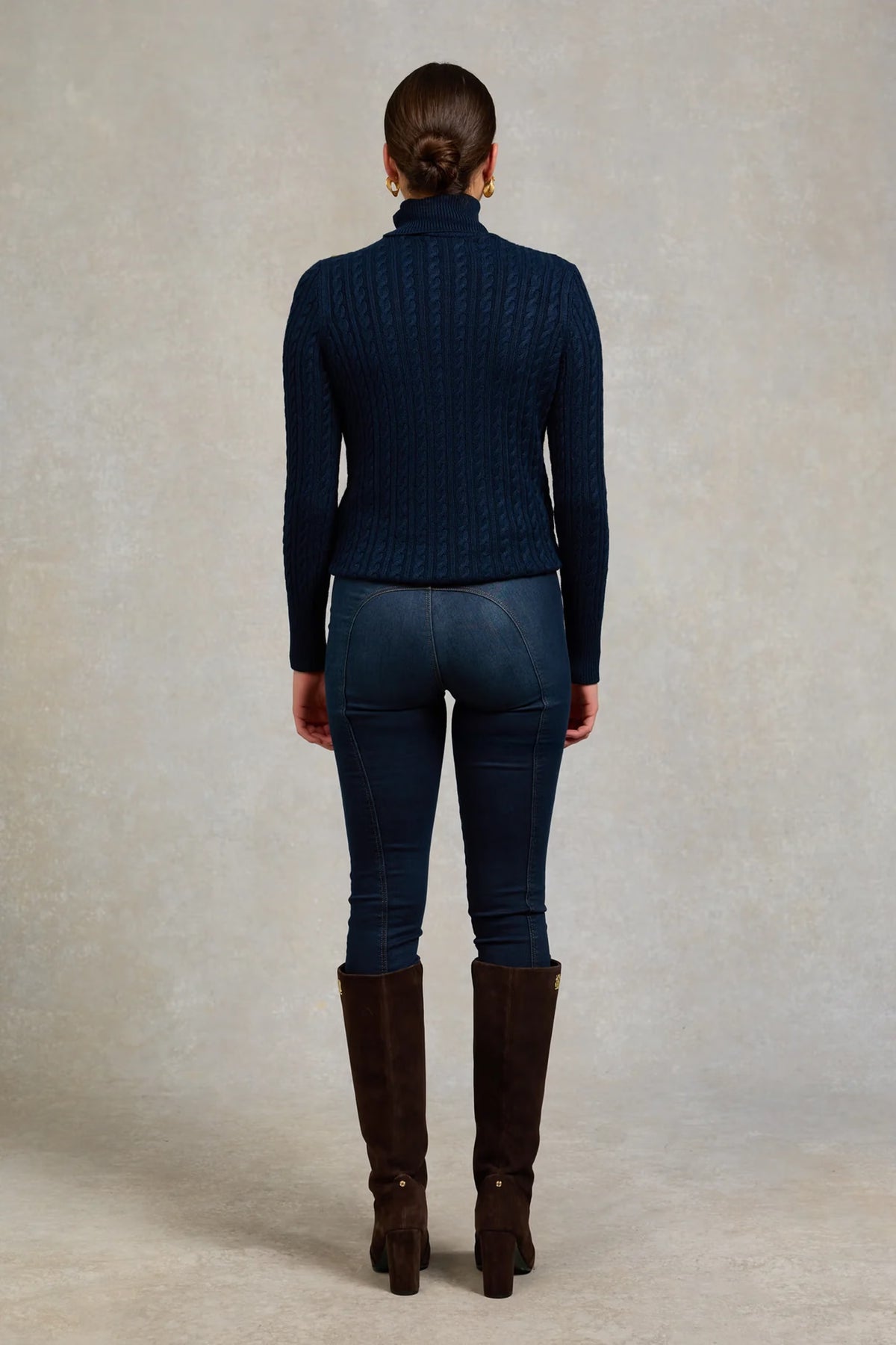 Holland Cooper Seattle Roll Neck Cable Knit #Colour_Ink Navy