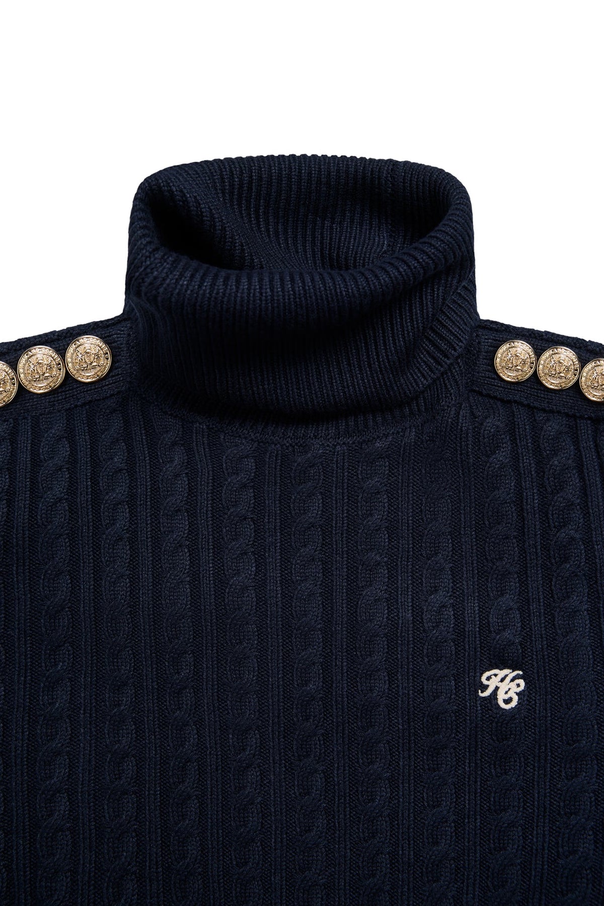 Holland Cooper Seattle Roll Neck Cable Knit #Colour_Ink Navy