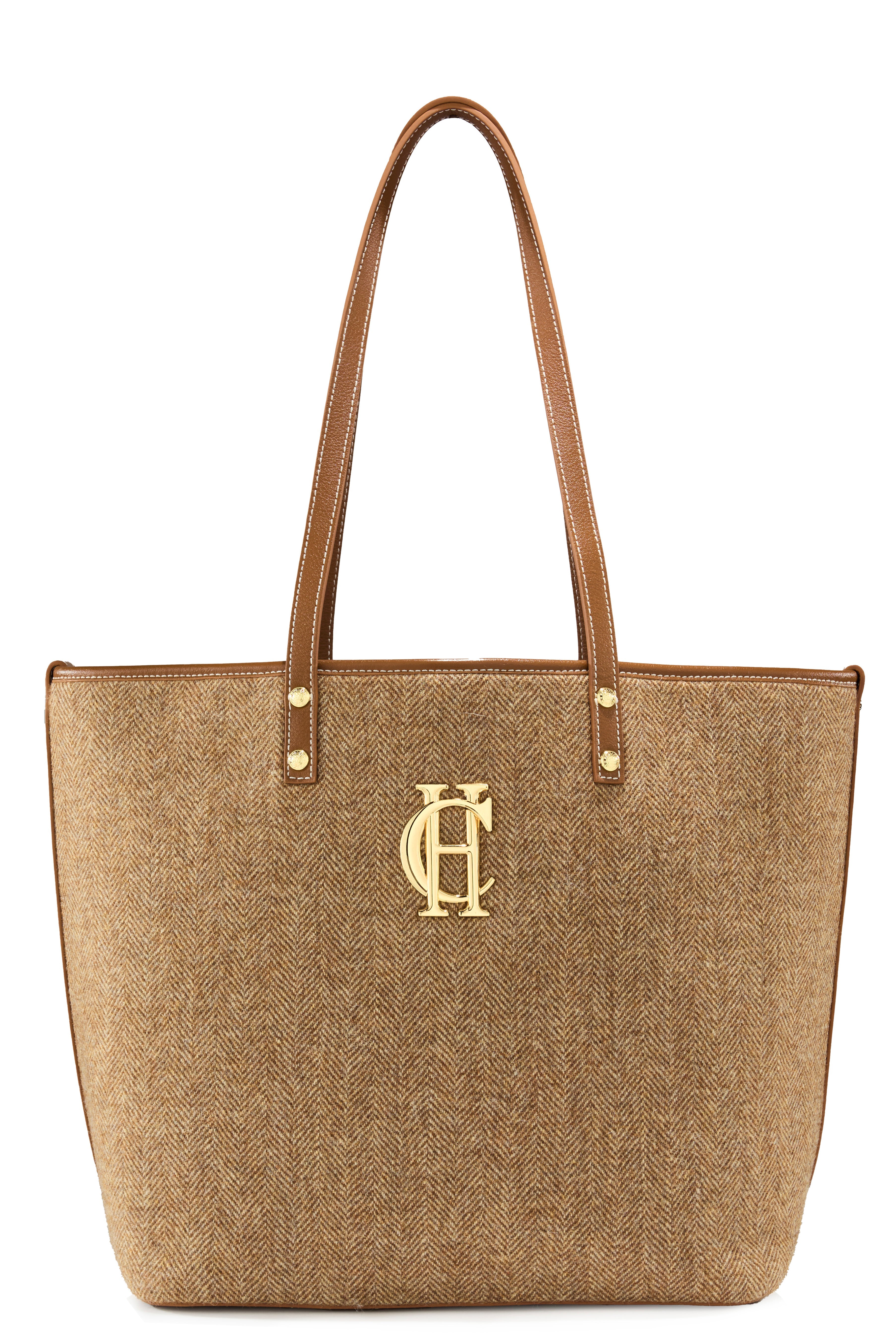 Kensington Tote Bag -   tan herringbone