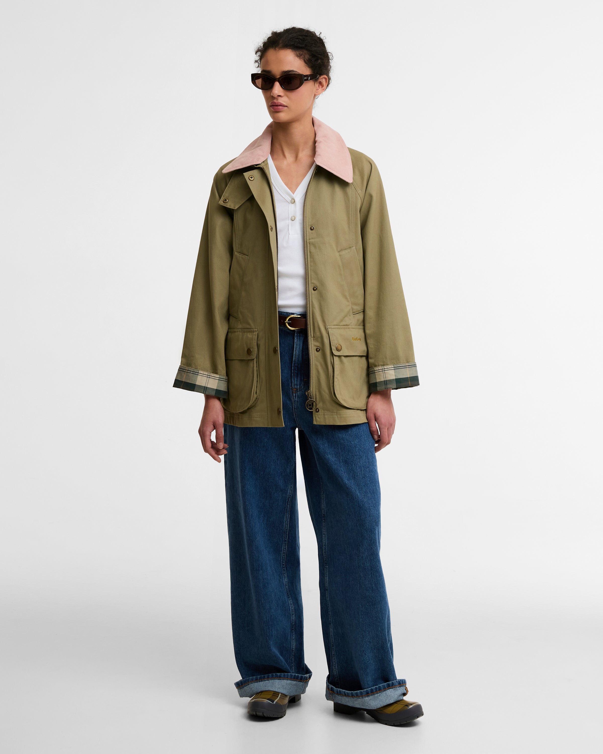 Barbour Bleached Olive/Ancient Modern Beadnell Casual Jacket #Colour_Bleached Olive/Ancient