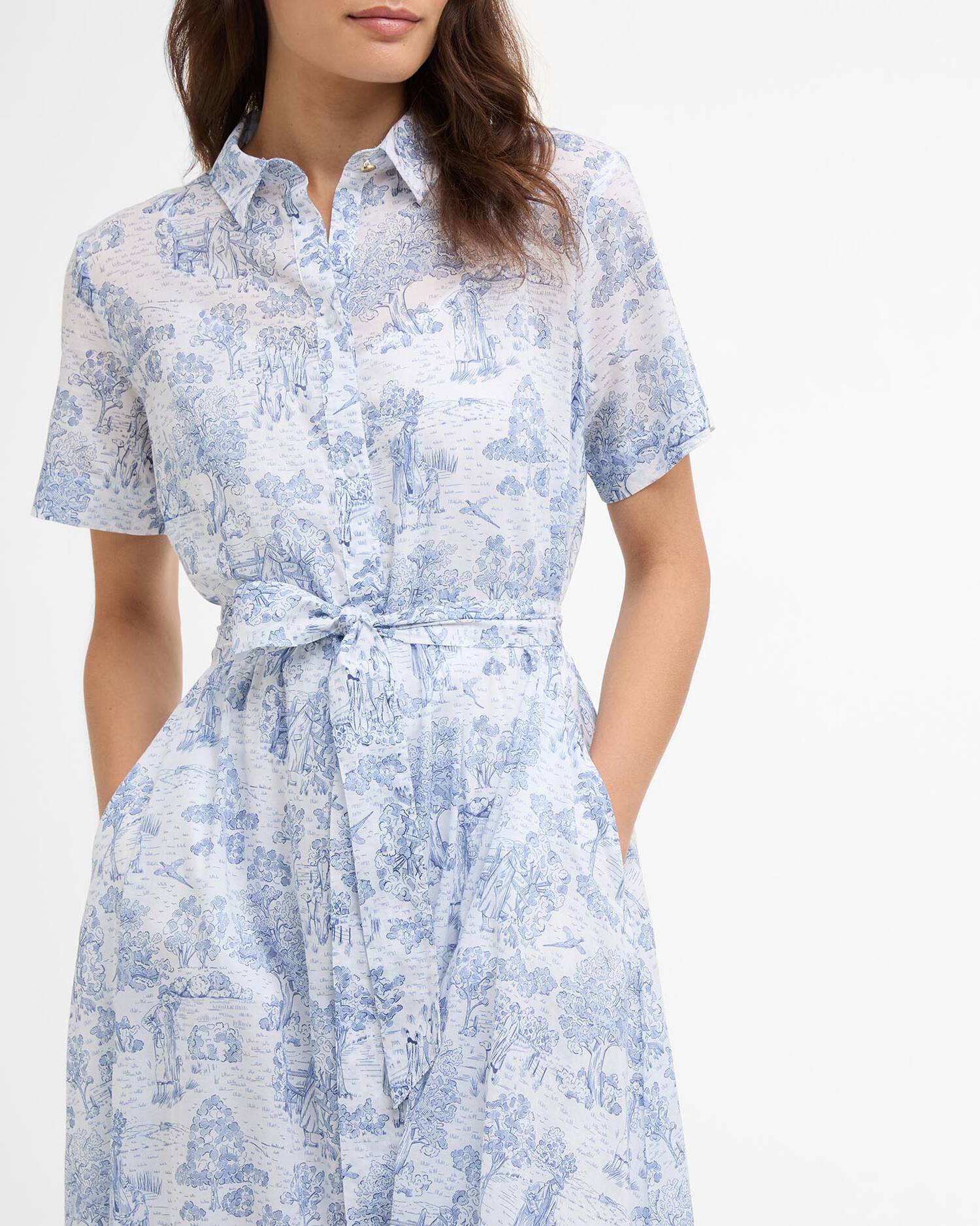 Barbour Ink Blue Print Wisteria Midi Dress #Colour_Ink Blue Print