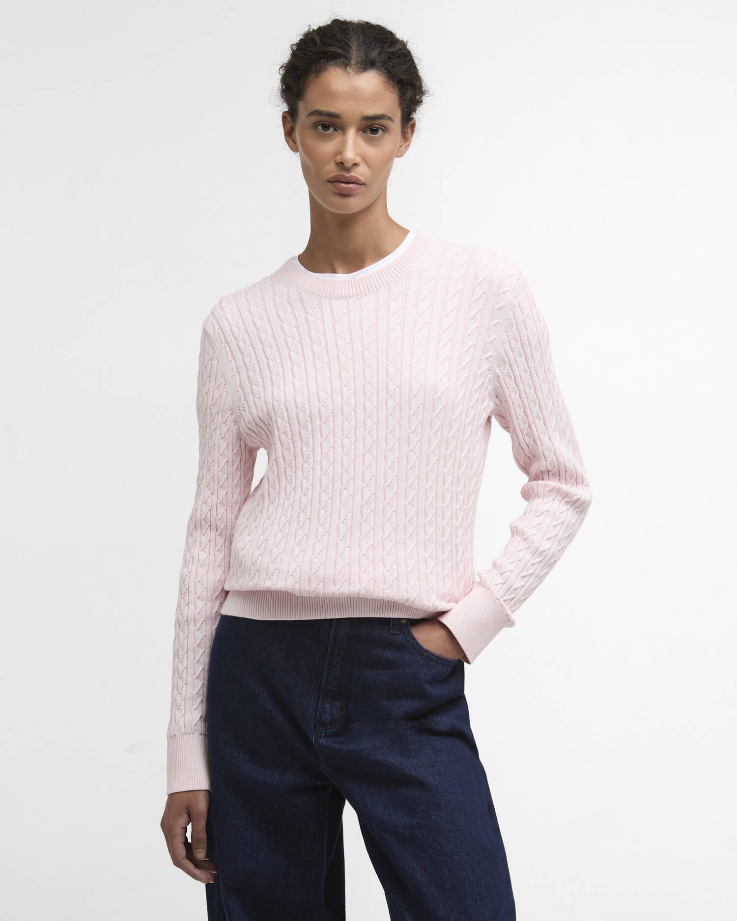 Barbour Pink Hartland Crew Knitted Jumper #Colour_Pink