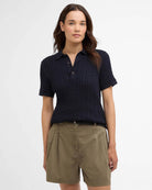 Barbour Navy Hartland Knitted Polo Jumper #Colour_Navy