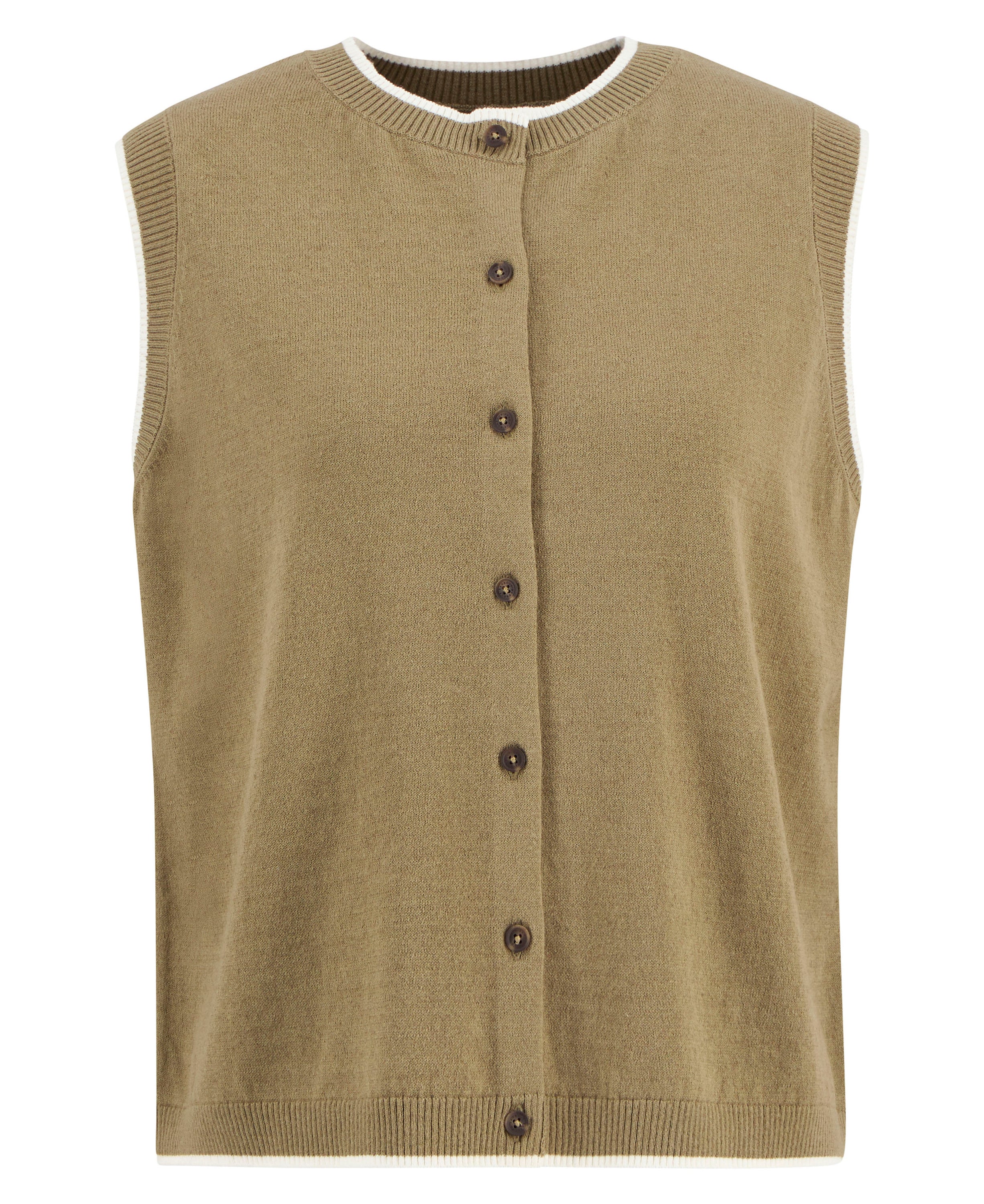Barbour Bleached Olive/cloud Maia Knitted Vest #Colour_Bleached Olive/cloud