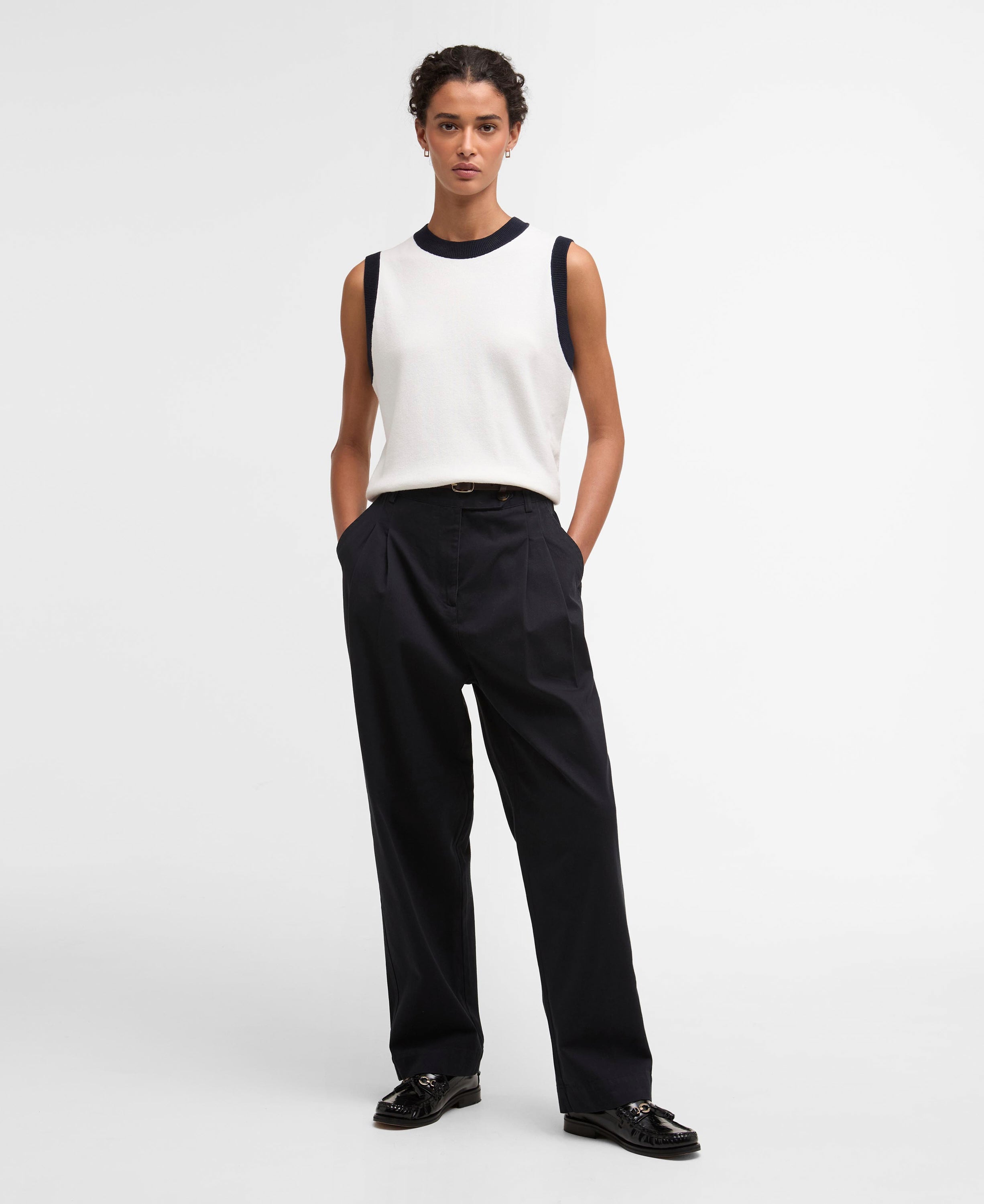 Barbour Cloud/Navy Salthill Knitted Vest #Colour_Cloud/Navy