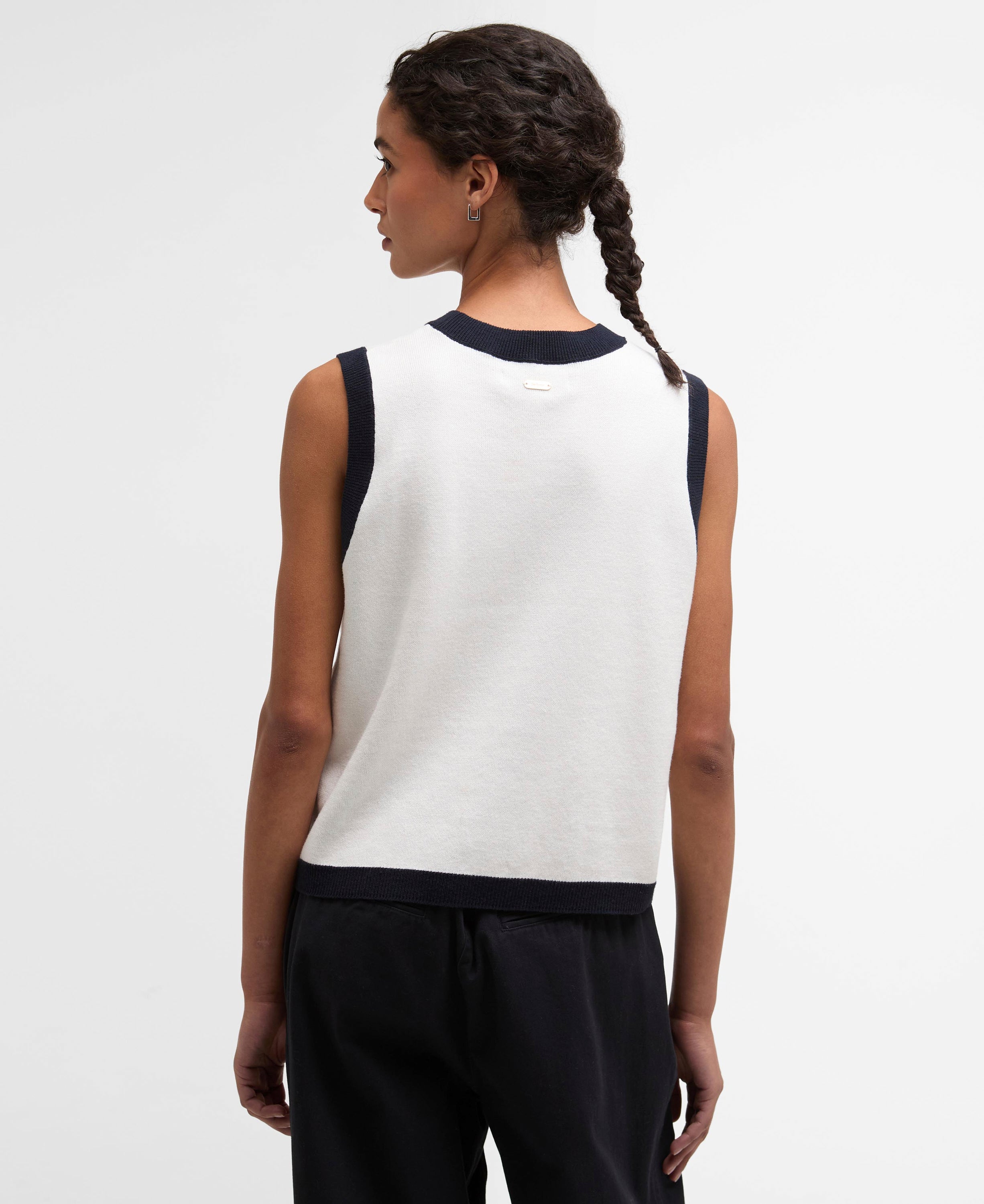 Barbour Cloud/Navy Salthill Knitted Vest #Colour_Cloud/Navy