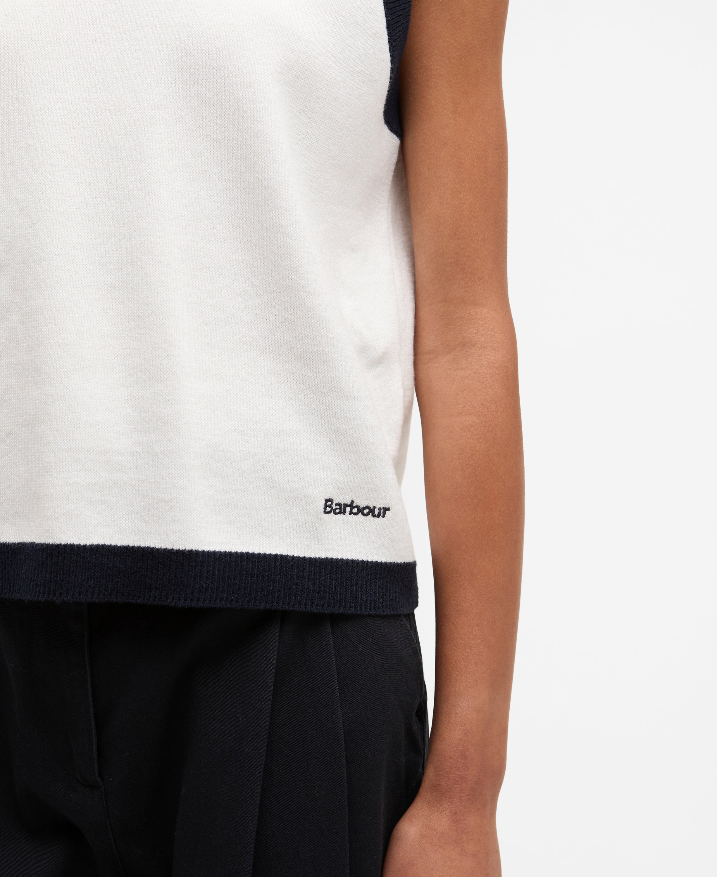 Barbour Cloud/Navy Salthill Knitted Vest #Colour_Cloud/Navy