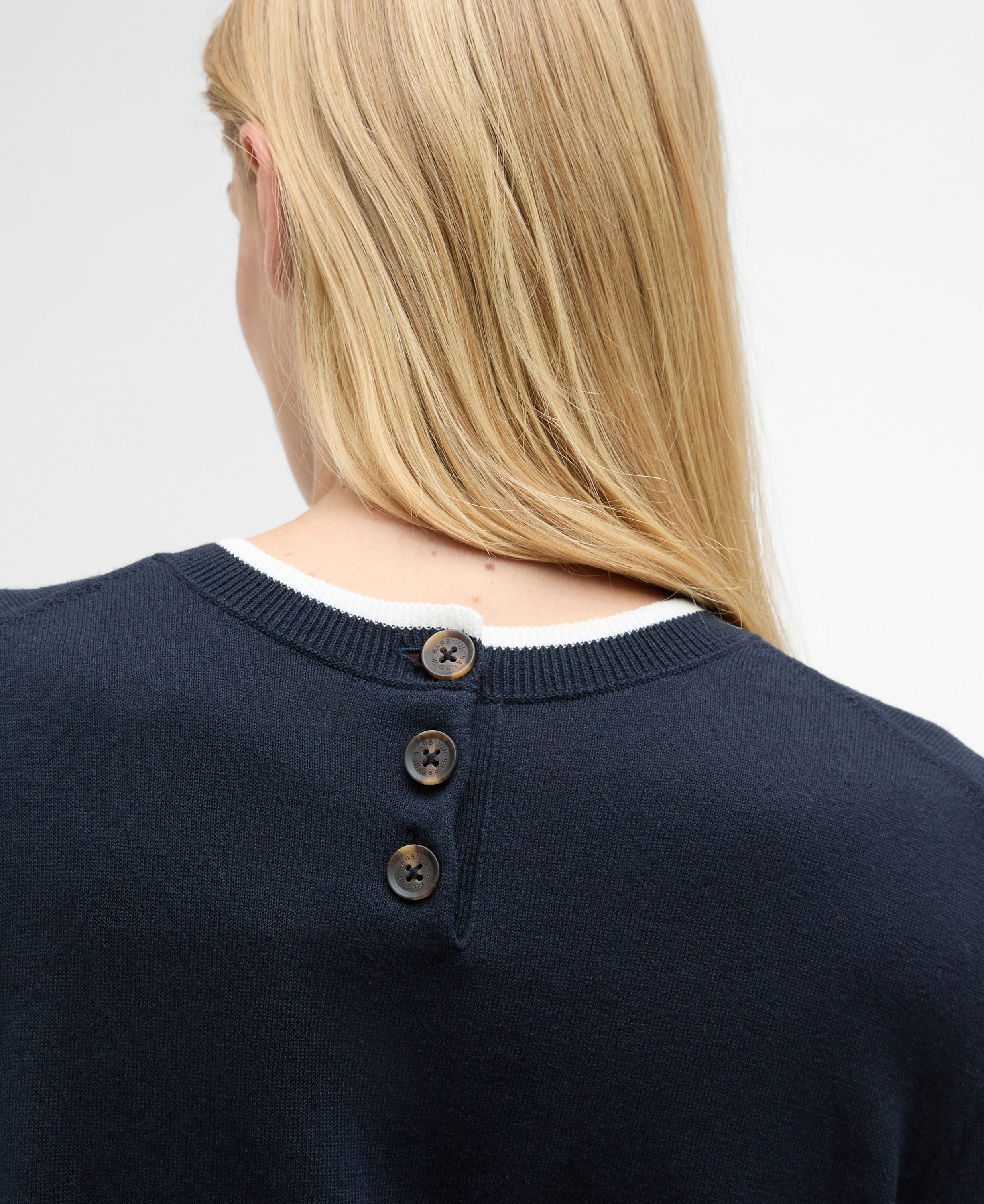 Barbour Dark Navy/Cloud Verona Knitted T-Shirt #Colour_Dark Navy/Cloud