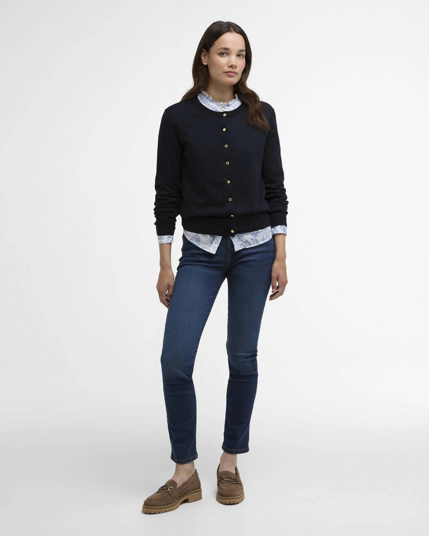 Barbour Navy Wisteria Knitted Cardigan #Colour_Navy