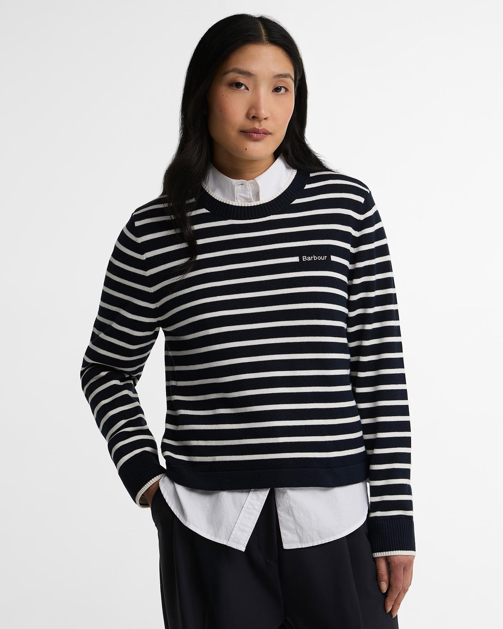 Barbour Emmy Knitted Jumper #Colour_Dark Navy Stripe