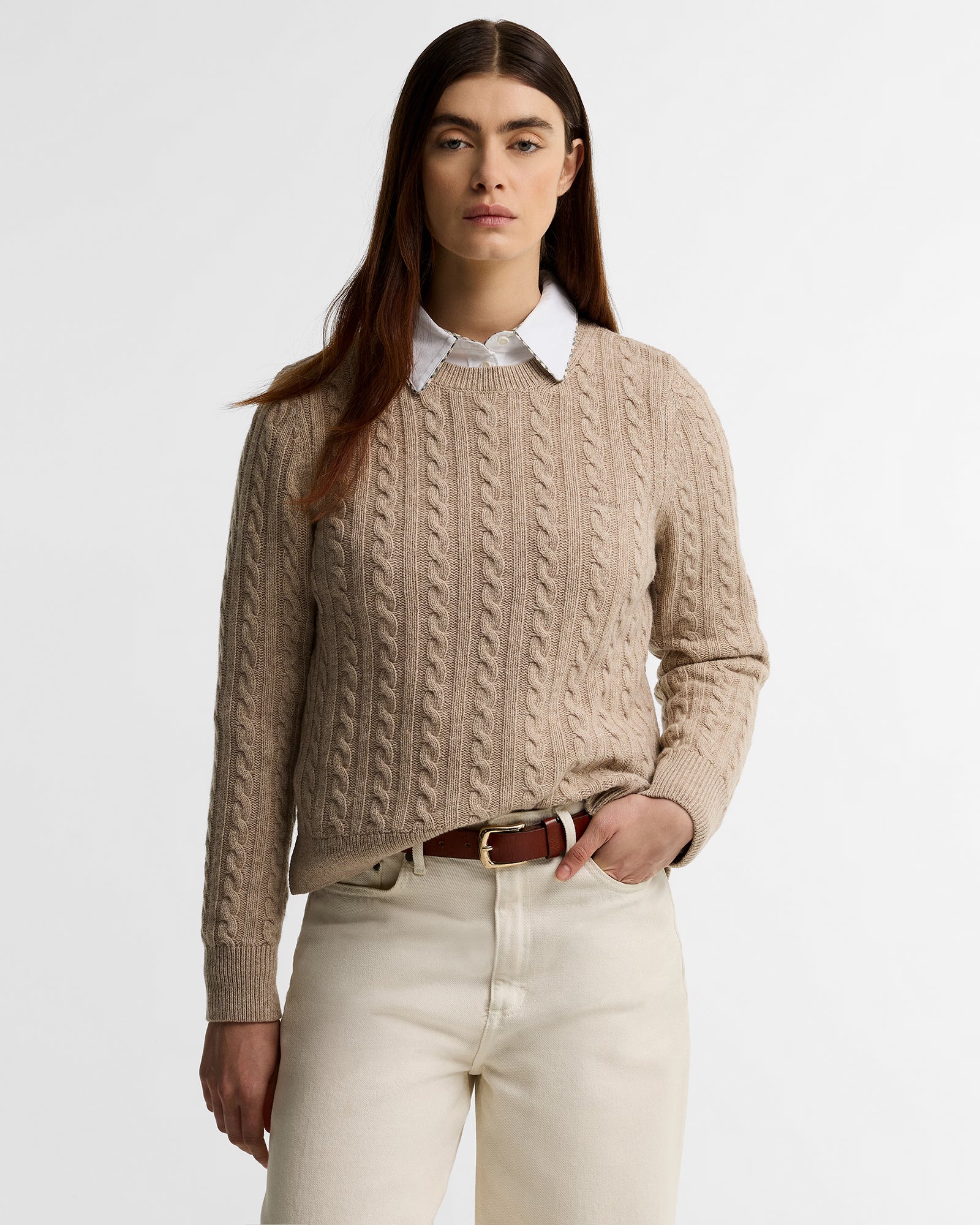 Barbour Ashdown Cable Knitted Jumper #Colour_Honey