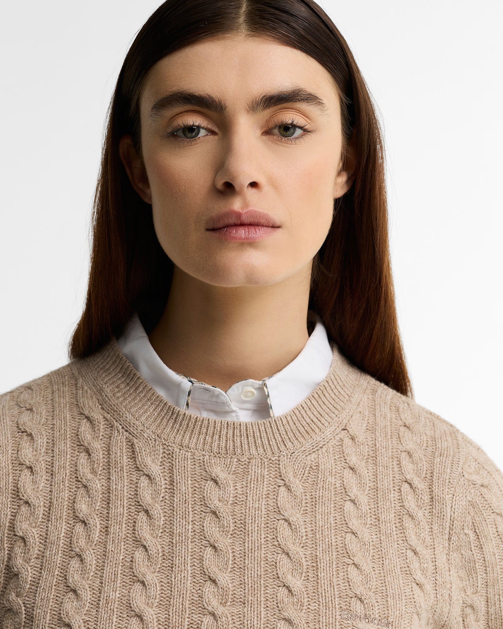 Barbour Ashdown Cable Knitted Jumper #Colour_Honey