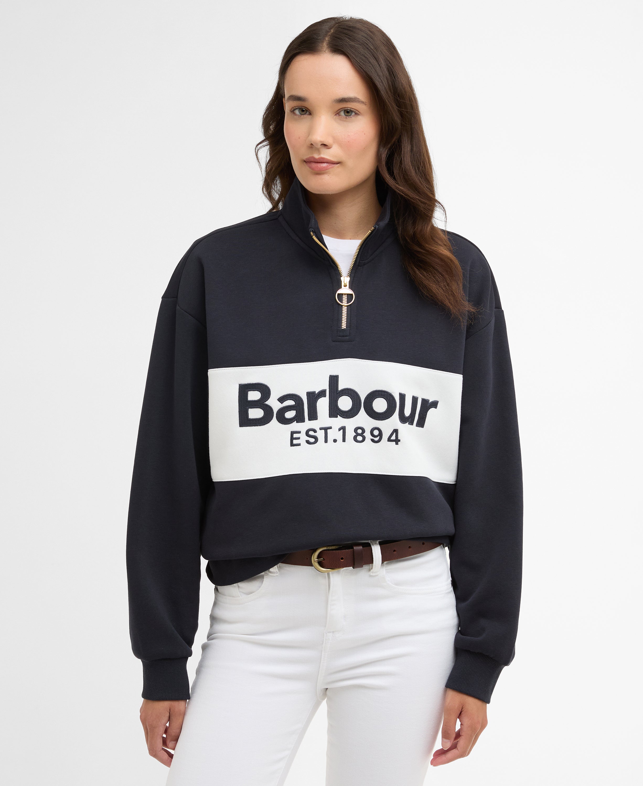 Barbour Dark Navy Zaria Half Zip Sweatshirt #Colour_Dark Navy