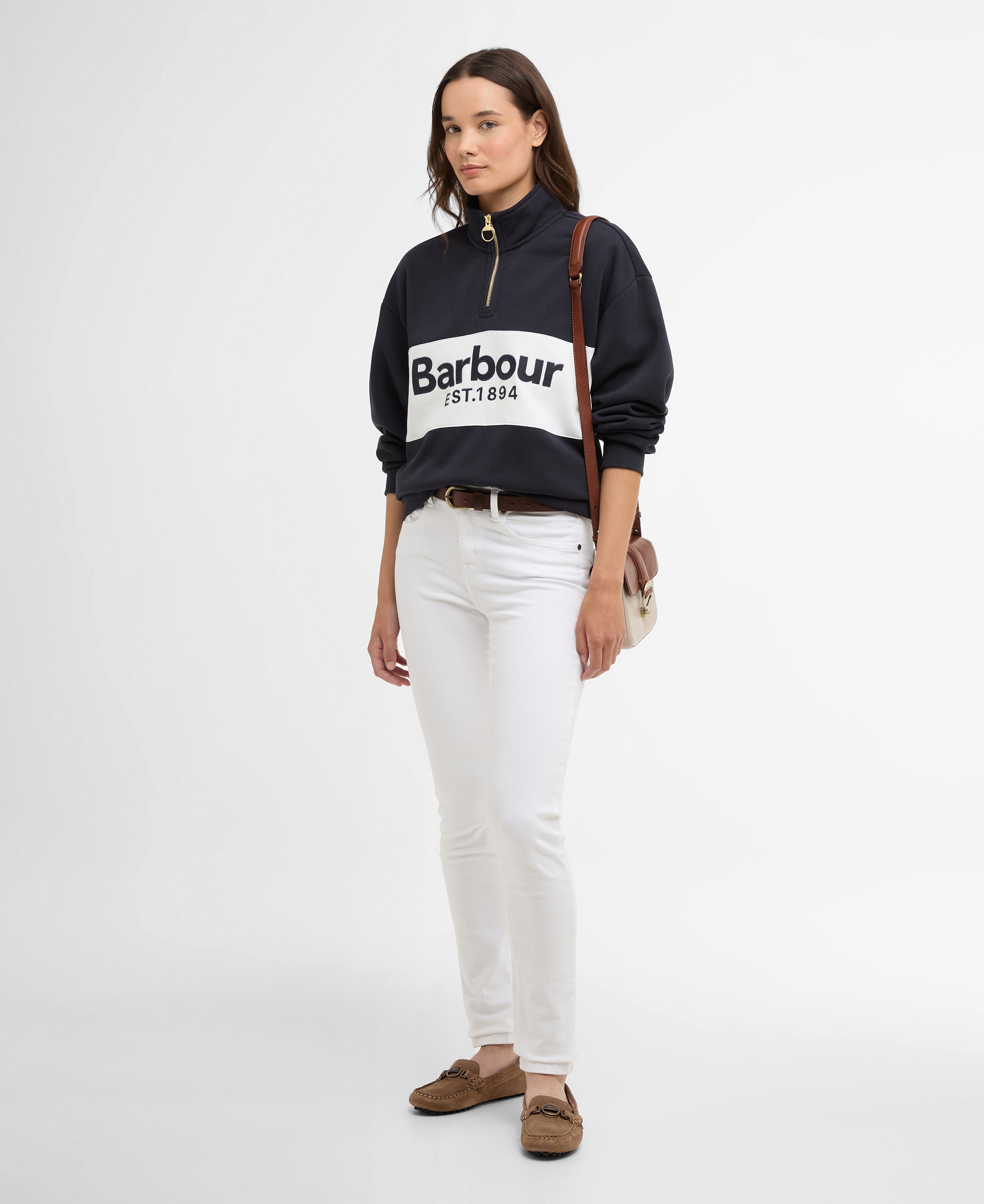 Barbour Dark Navy Zaria Half Zip Sweatshirt #Colour_Dark Navy