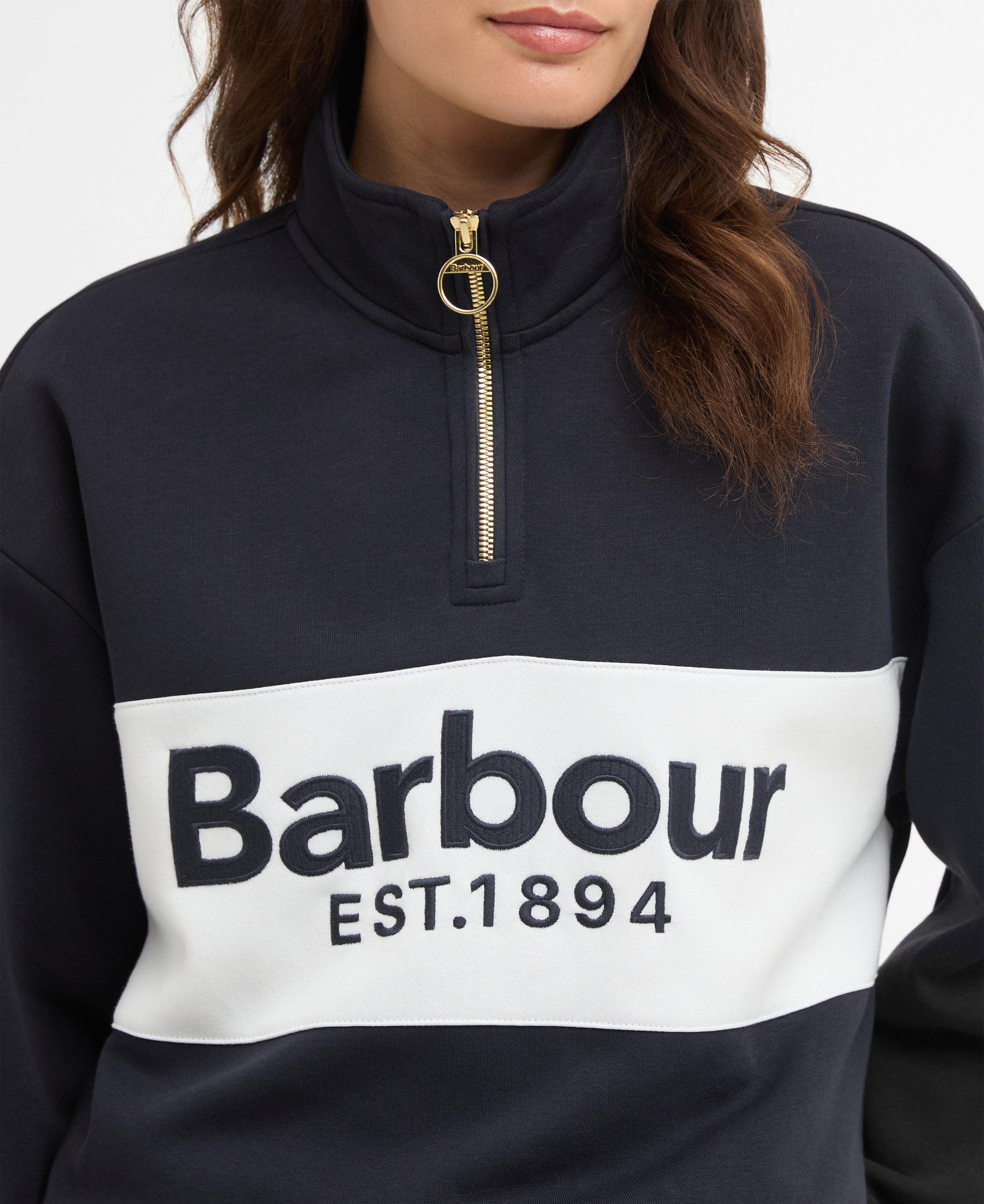 Barbour Dark Navy Zaria Half Zip Sweatshirt #Colour_Dark Navy