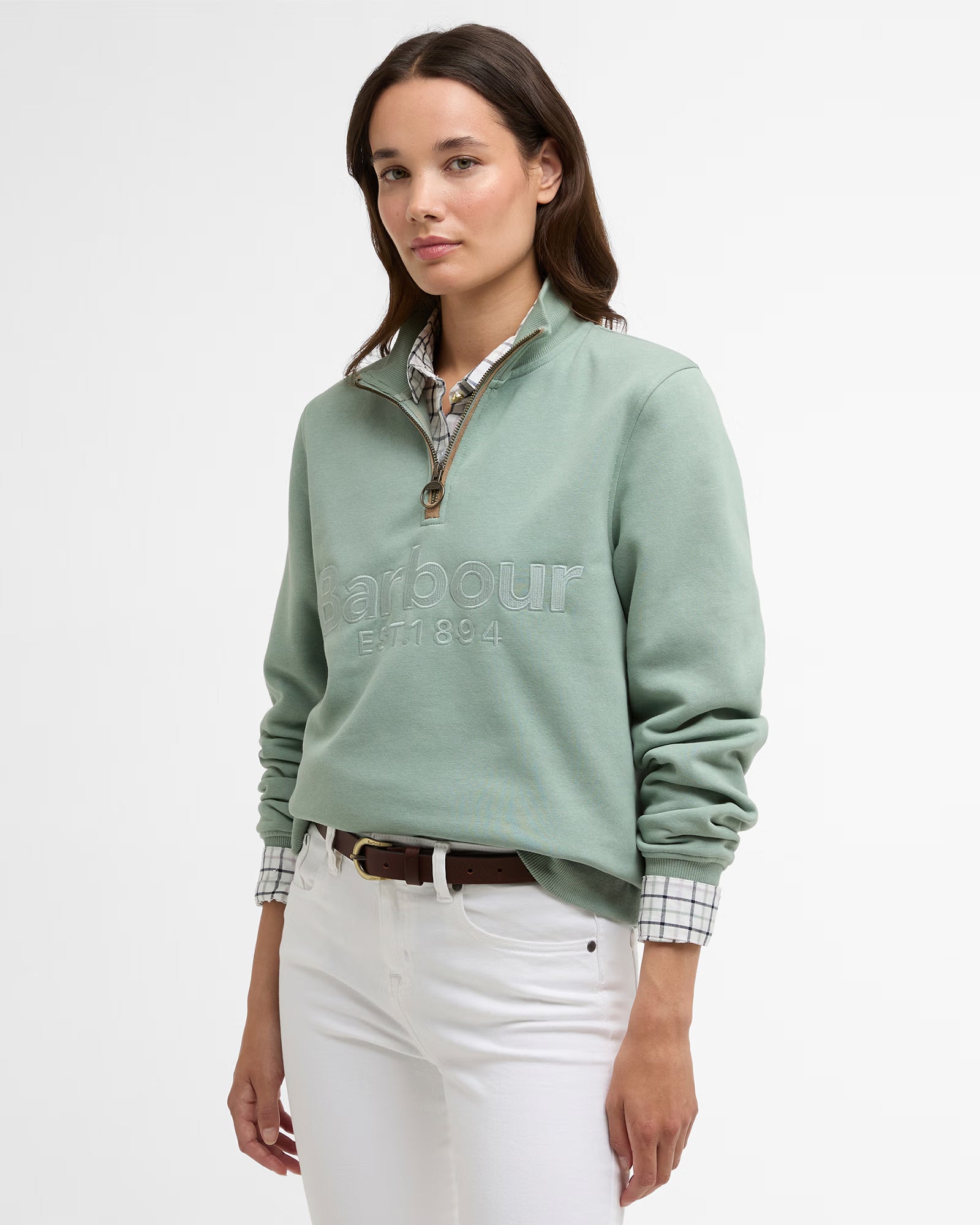 Barbour Cynthia Half Zip Sweatshirt #Colour_Blue Sage