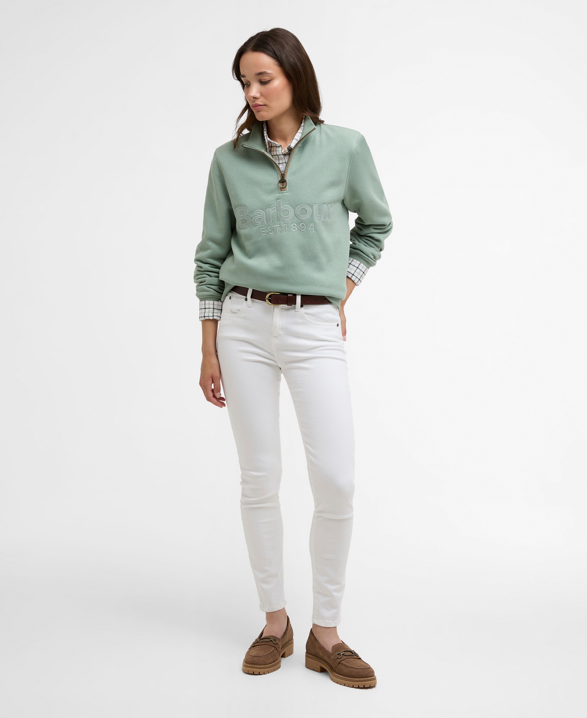 Barbour Blue Sage Cynthia Half Zip Sweatshirt #Colour_Blue Sage