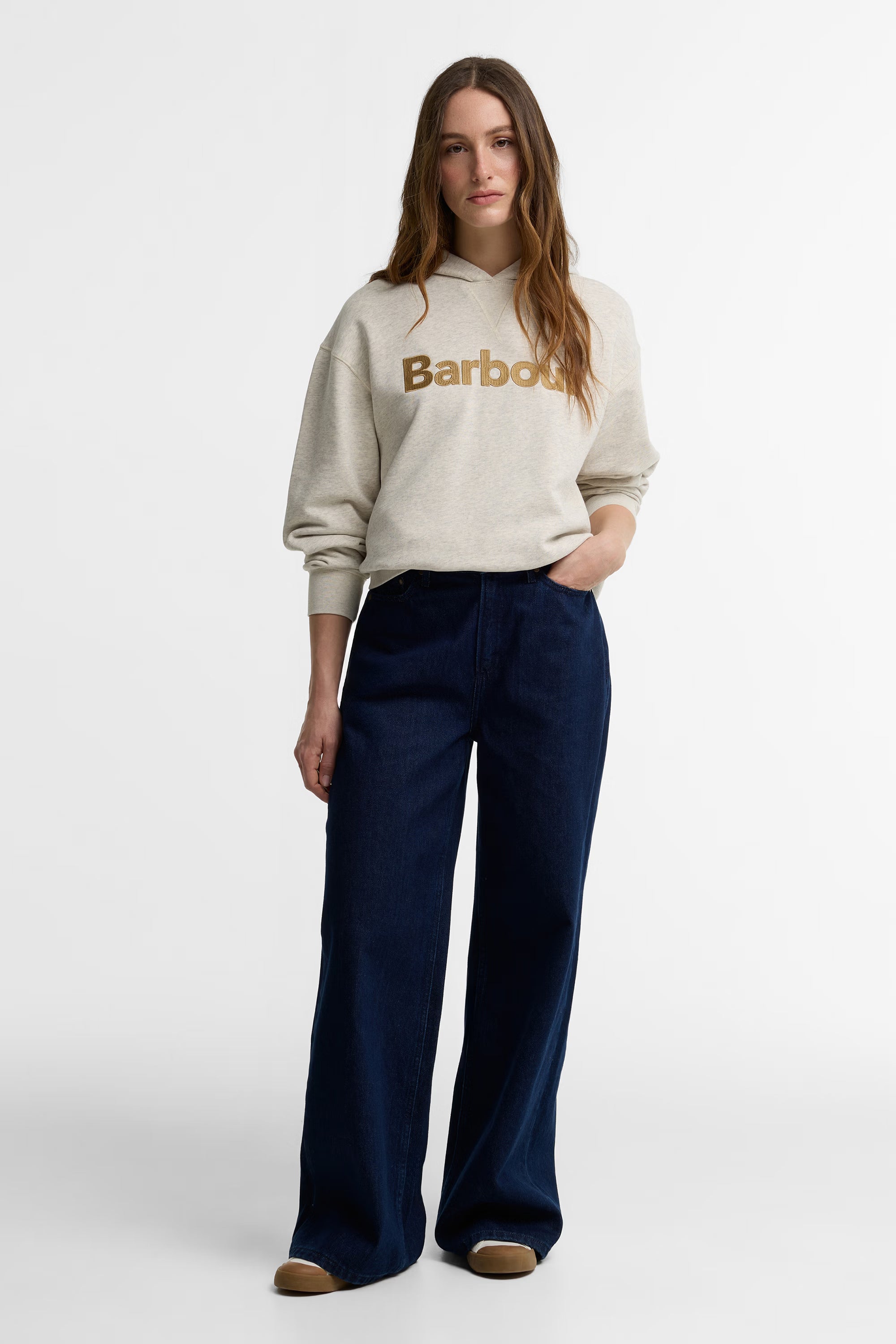 Barbour Hartland Hoodie #Colour_Cloud Marl/Warm Trench