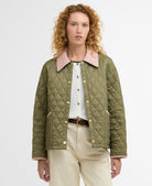 Barbour Bleached Olive/Ancient Icons Cropped Liddesdale Quilted Jacket #Colour_Bleached Olive/Ancient