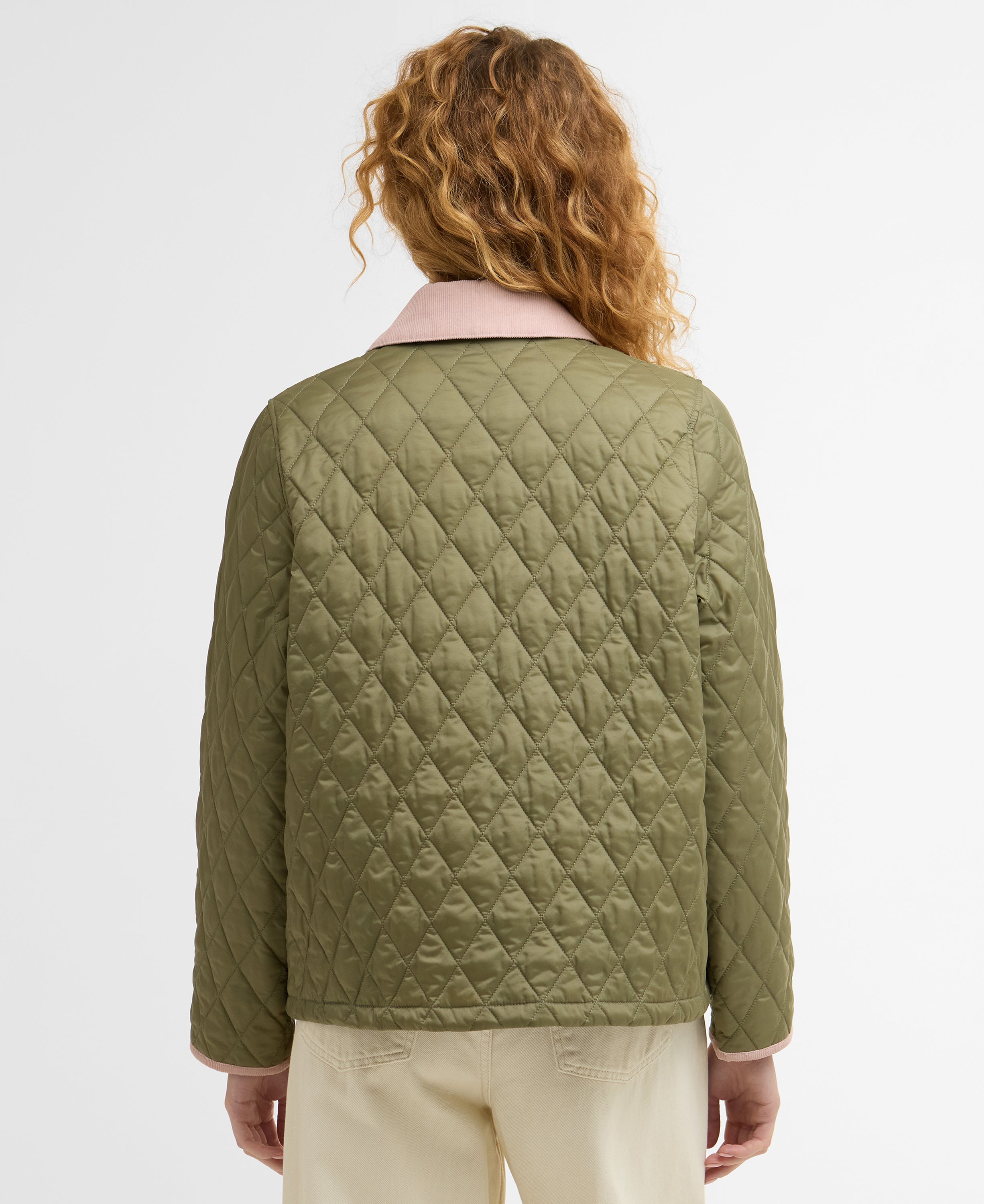 Barbour Bleached Olive/Ancient Icons Cropped Liddesdale Quilted Jacket #Colour_Bleached Olive/Ancient
