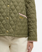 Barbour Bleached Olive/Ancient Icons Cropped Liddesdale Quilted Jacket #Colour_Bleached Olive/Ancient