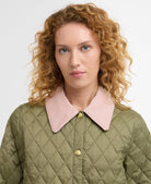 Barbour Bleached Olive/Ancient Icons Cropped Liddesdale Quilted Jacket #Colour_Bleached Olive/Ancient