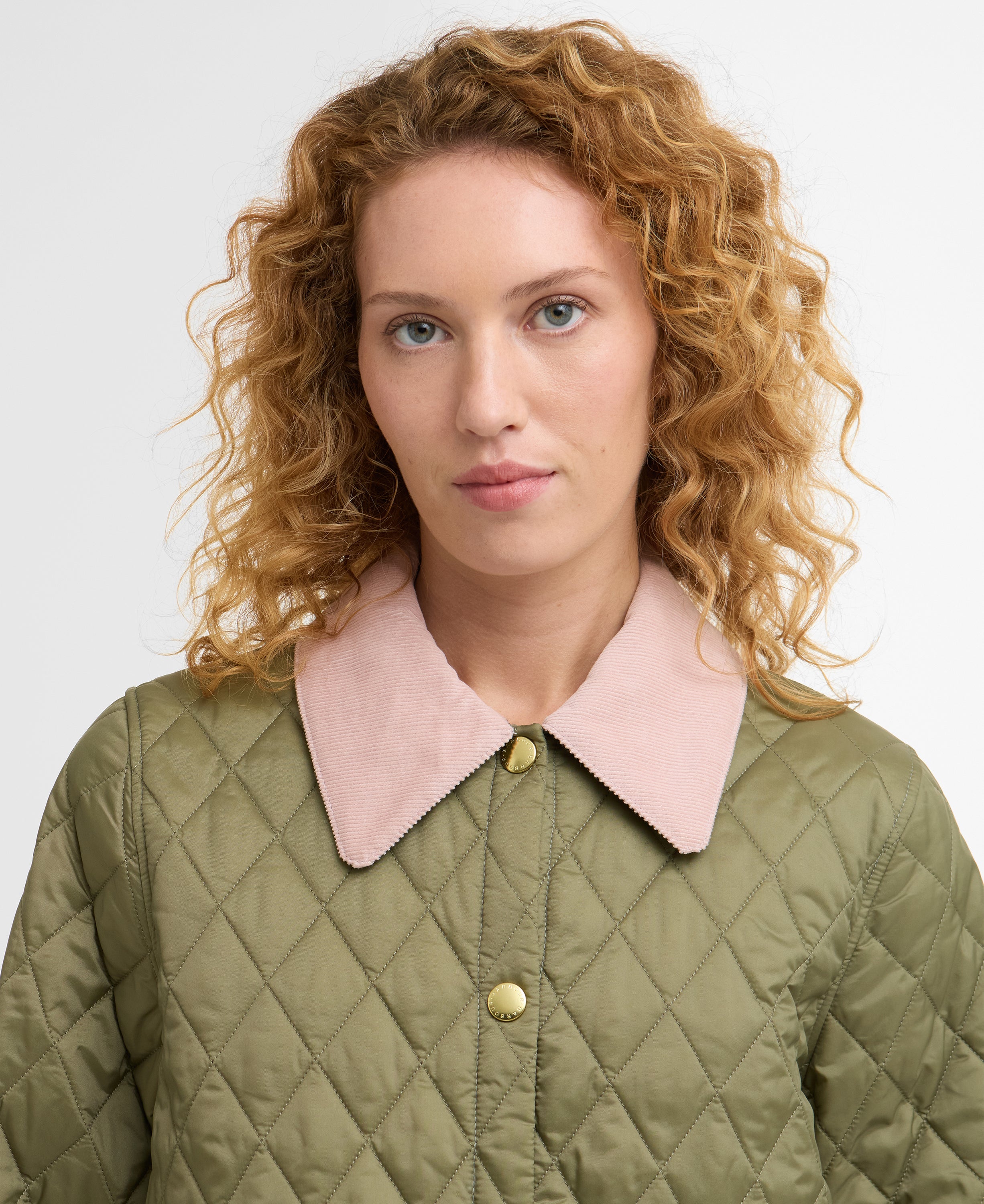 Barbour Bleached Olive/Ancient Icons Cropped Liddesdale Quilted Jacket #Colour_Bleached Olive/Ancient