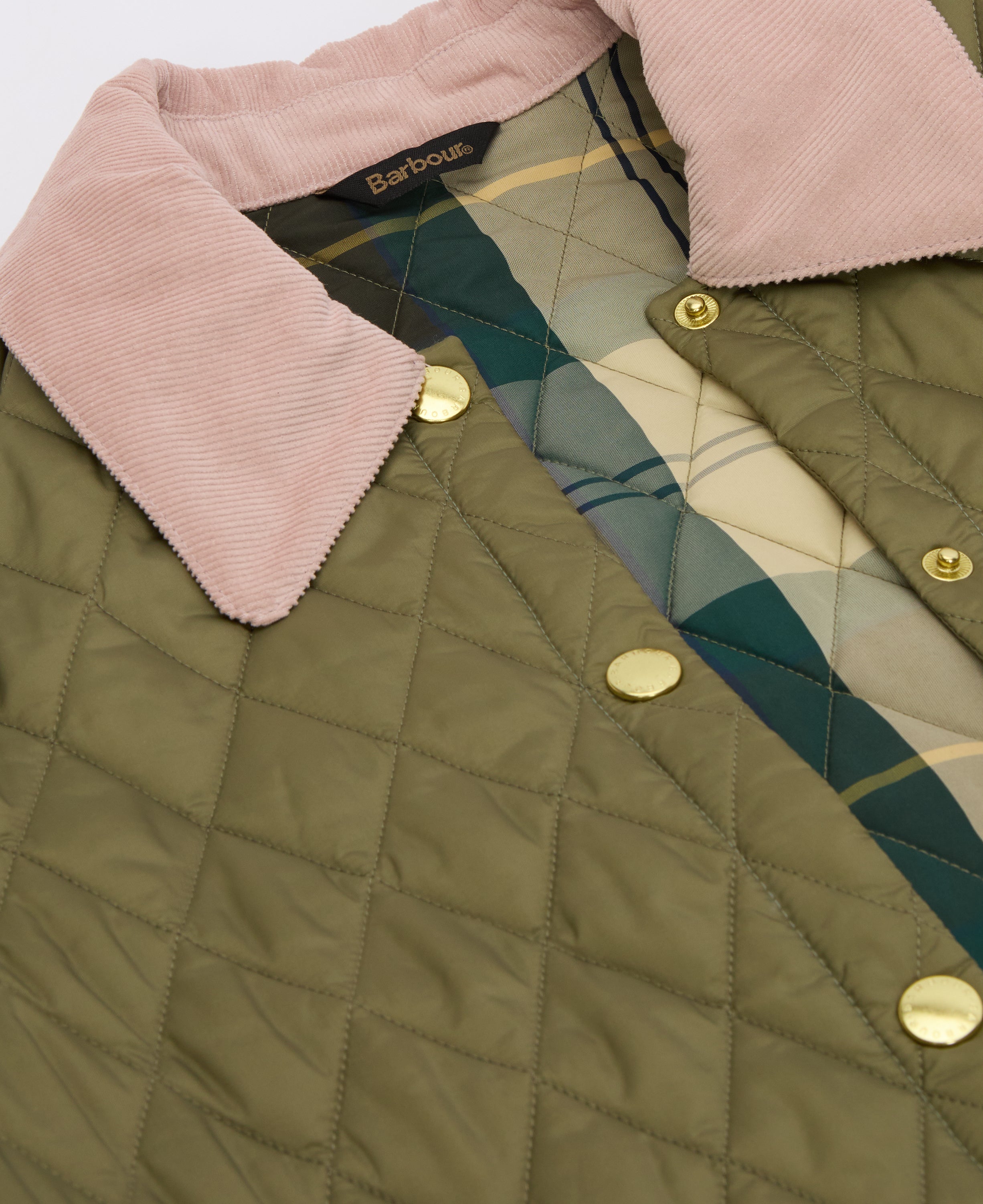 Barbour Bleached Olive/Ancient Icons Cropped Liddesdale Quilted Jacket #Colour_Bleached Olive/Ancient