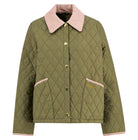 Barbour Bleached Olive/Ancient Icons Cropped Liddesdale Quilted Jacket #Colour_Bleached Olive/Ancient