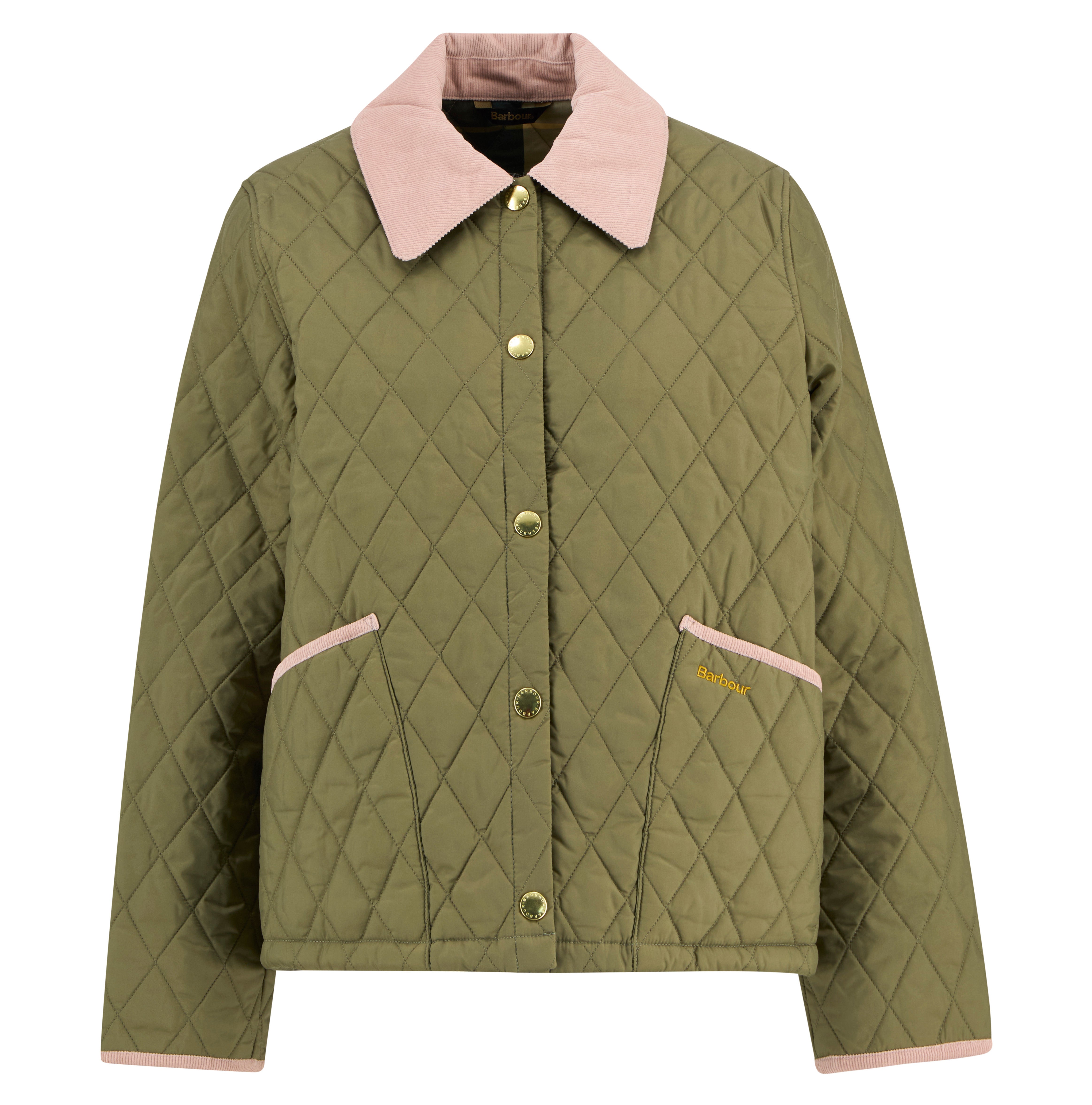Barbour Bleached Olive/Ancient Icons Cropped Liddesdale Quilted Jacket #Colour_Bleached Olive/Ancient