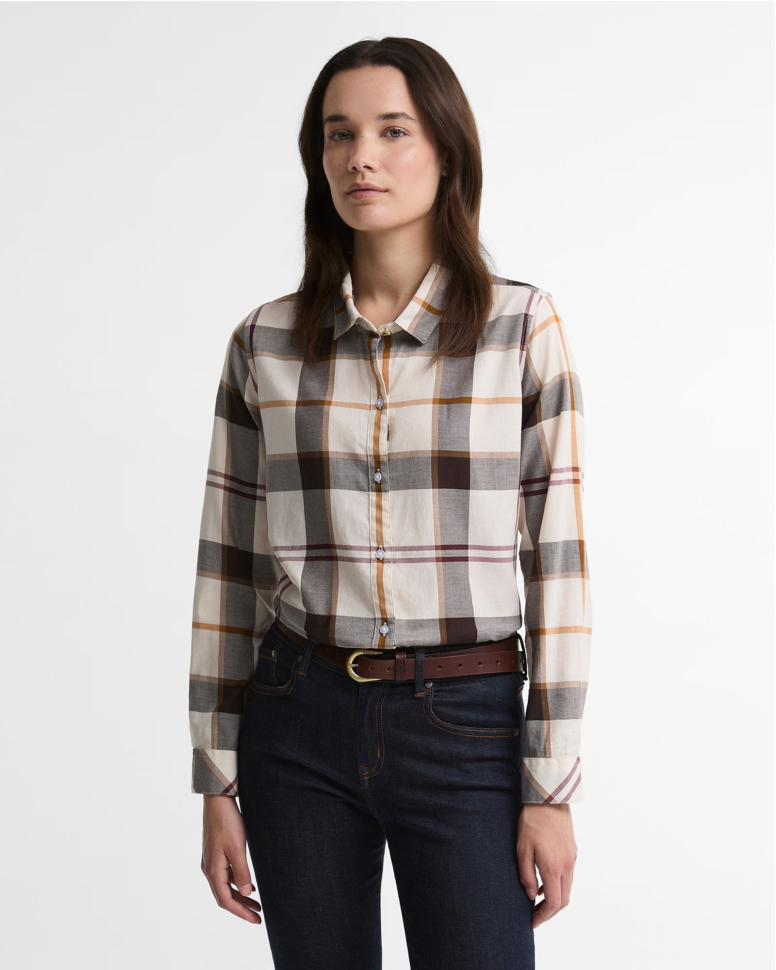 Barbour Moorland Shirt #Colour_Ecru Muted Tartan