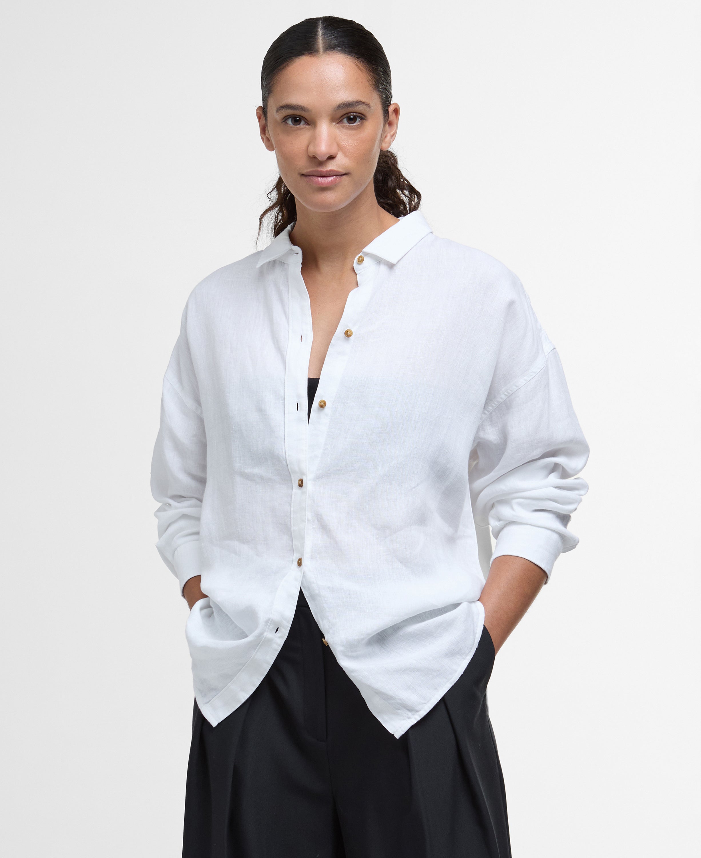 Barbour White/Safari Dress Tartan Hampton Shirt #Colour_White/Safari Dress Tartan