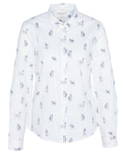 White shirt with small pattern on a white background