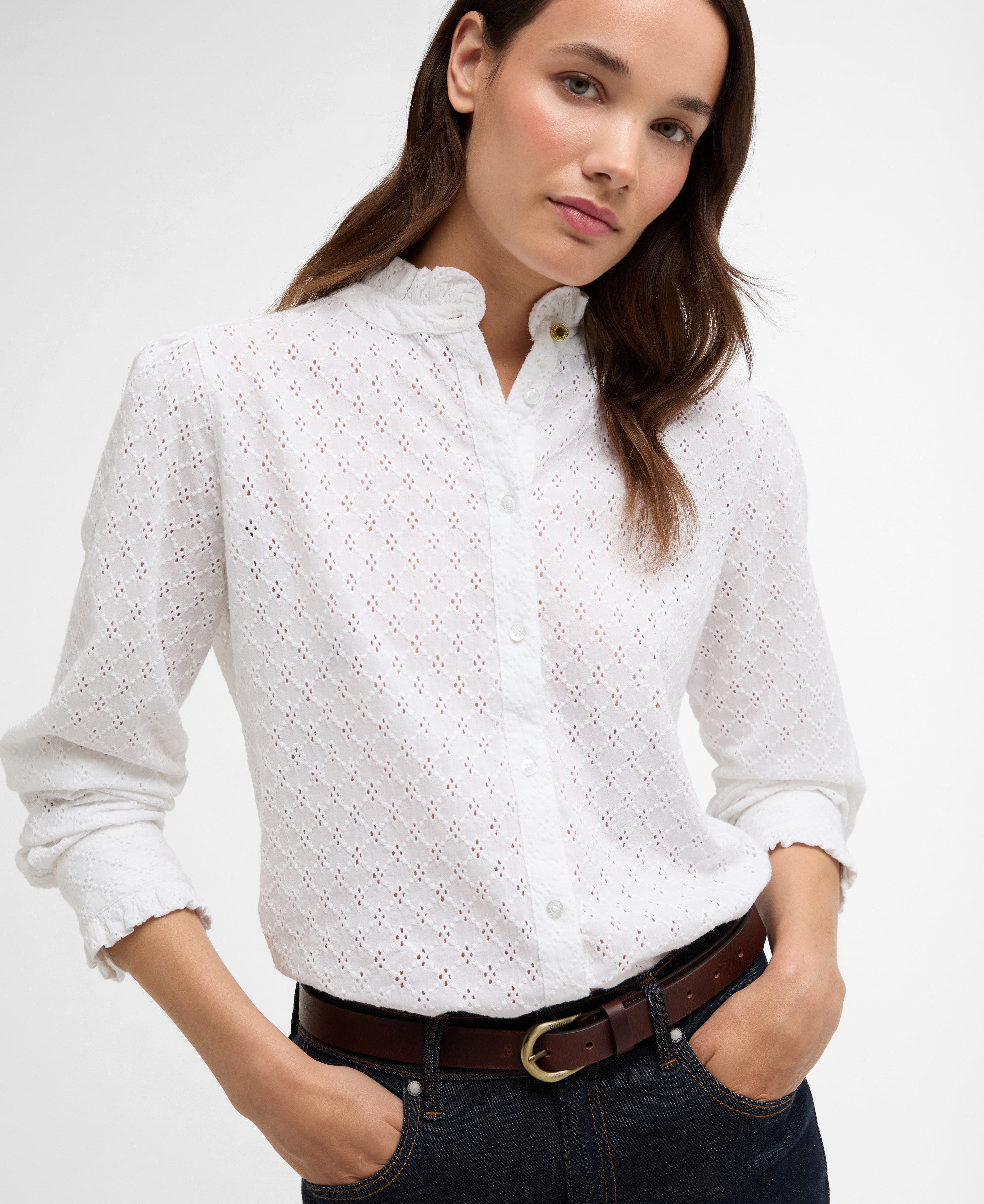Barbour White Cynthia Shirt #Colour_White