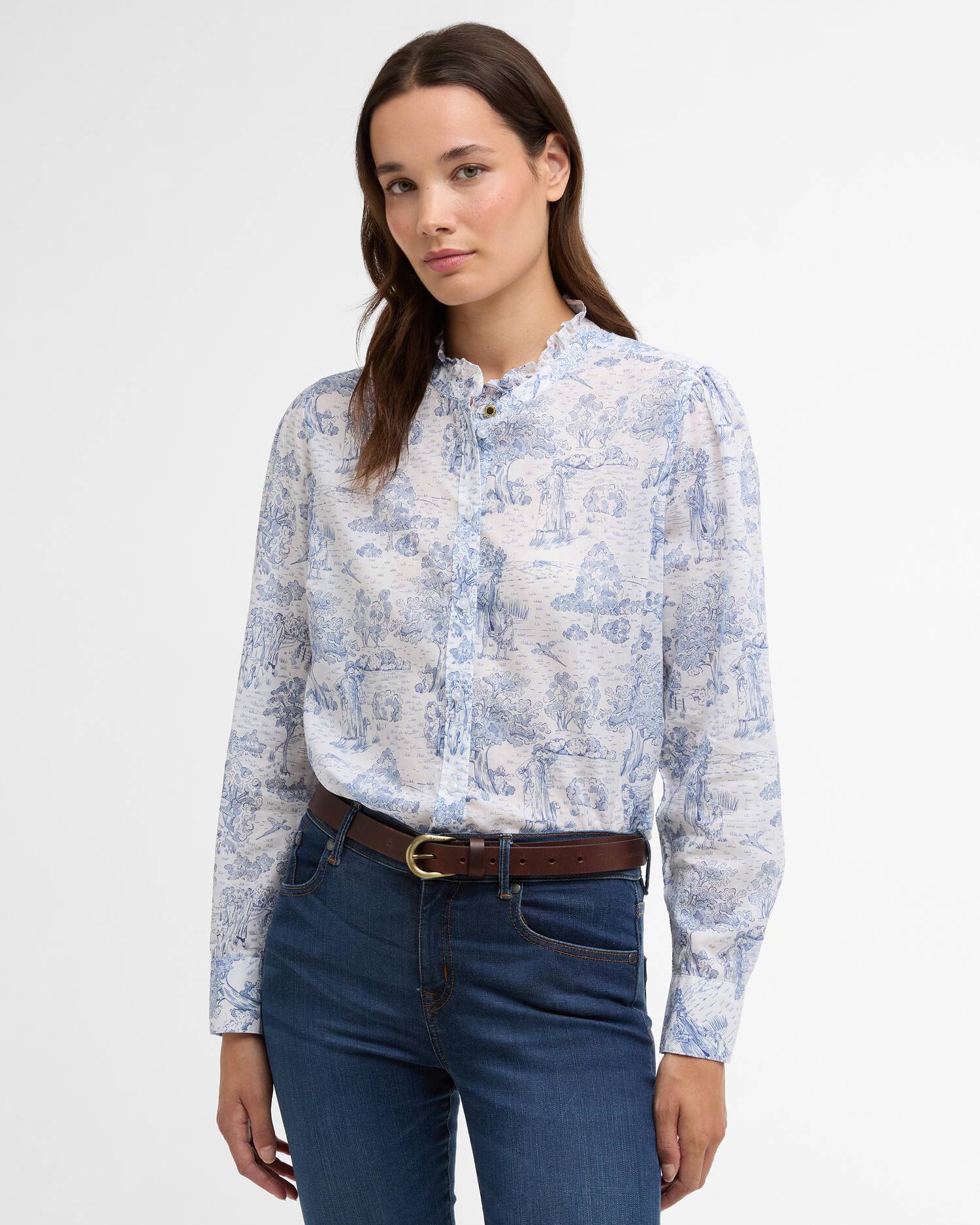 Barbour Ink Blue Print Wisteria Shirt #Colour_Ink Blue Print