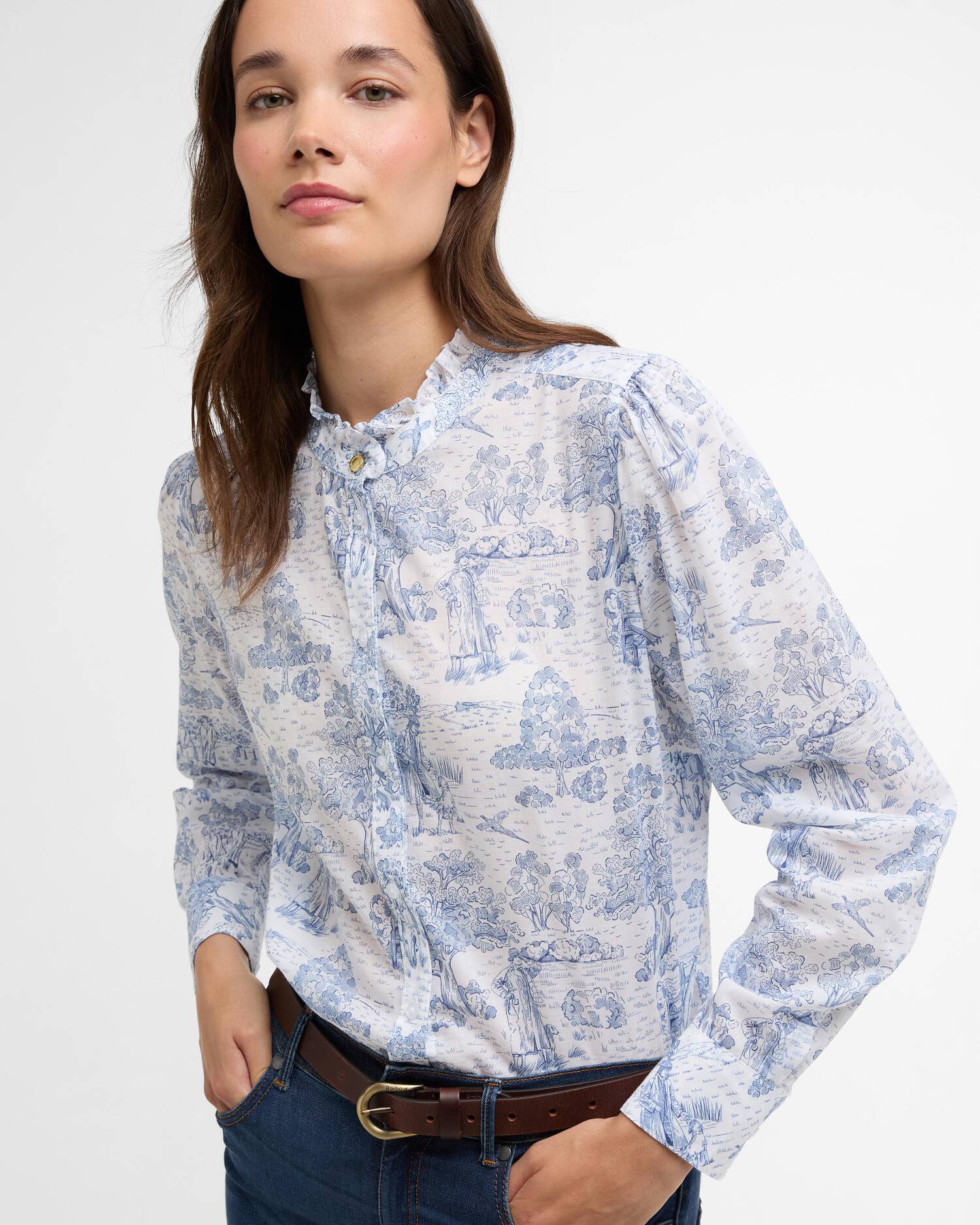 Barbour Ink Blue Print Wisteria Shirt #Colour_Ink Blue Print