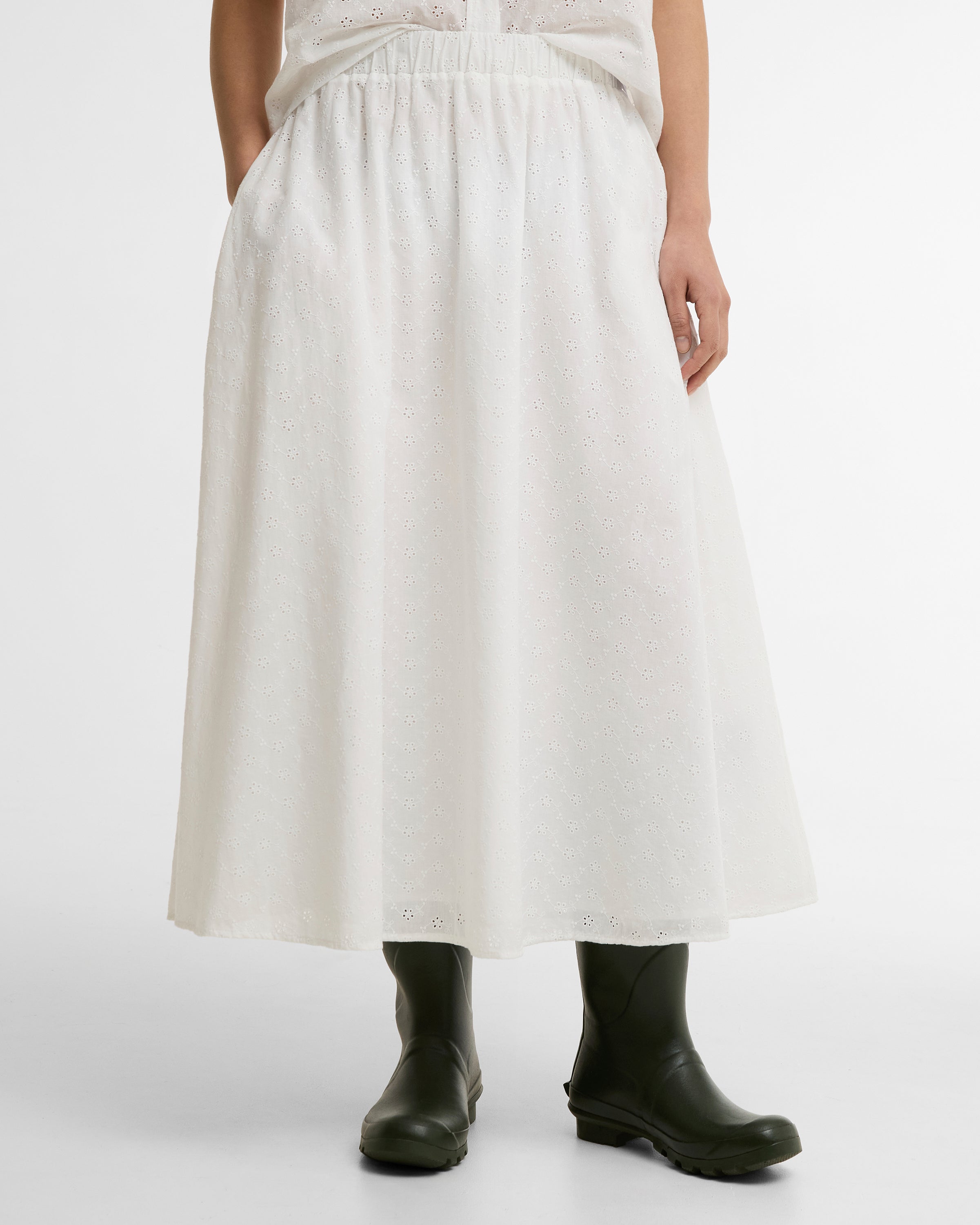 Barbour White Melody Midi Skirt #Colour_White