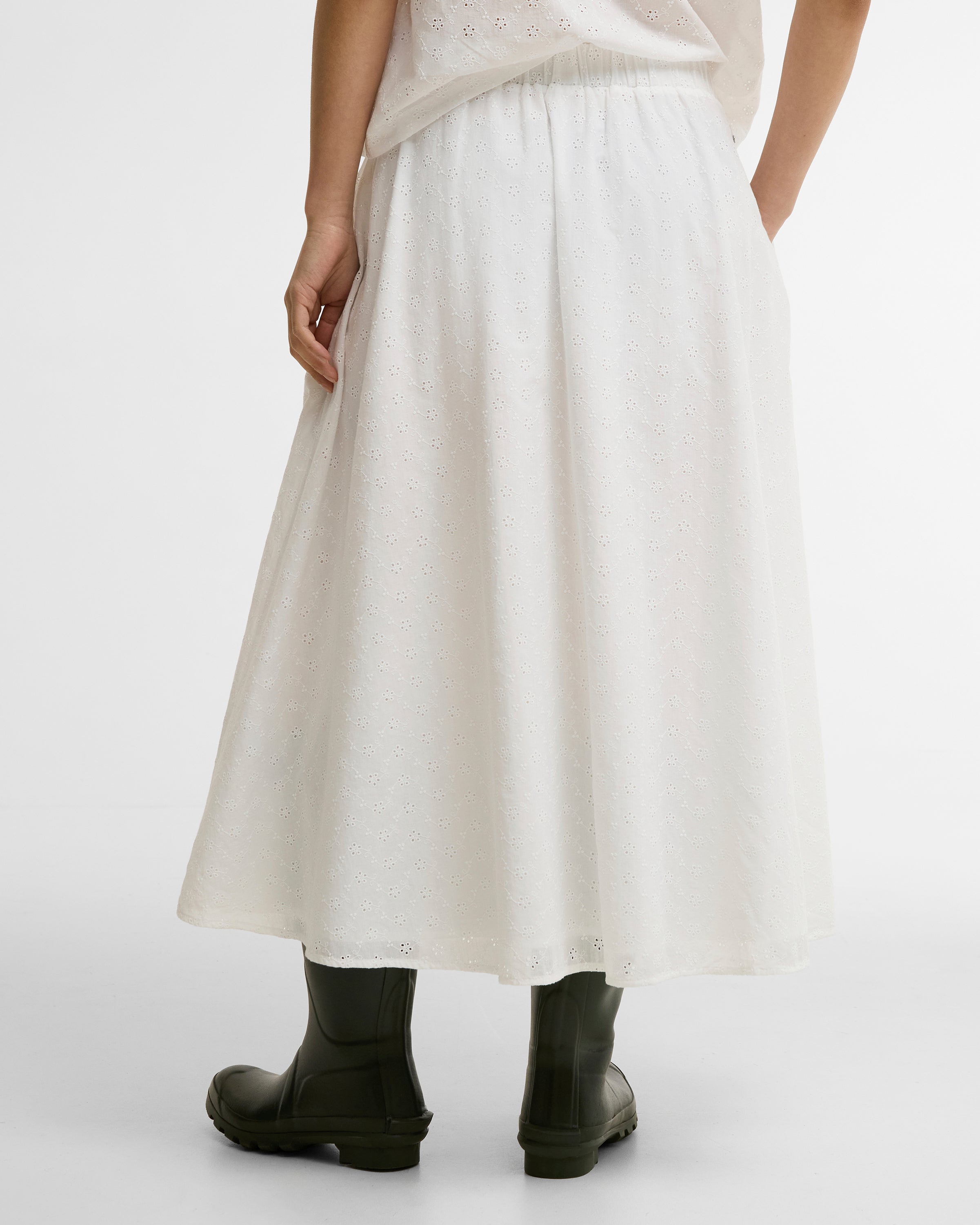 Barbour White Melody Midi Skirt #Colour_White