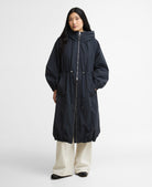Barbour Dark Navy / Dress Navy Tartan Kempsey Showerproof Parka #Colour_Dark Navy / Dress Navy Tartan
