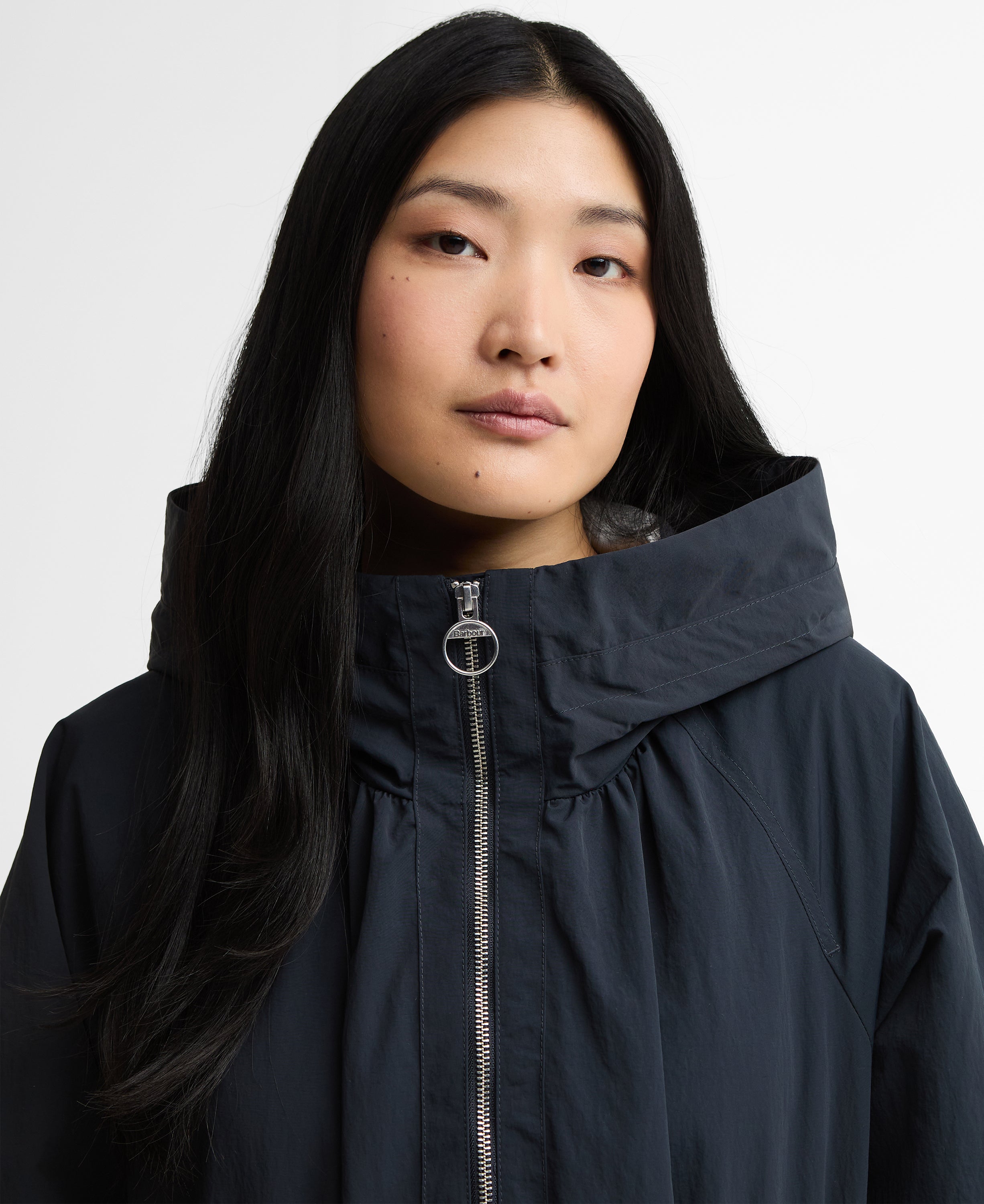 Barbour Dark Navy / Dress Navy Tartan Kempsey Showerproof Parka #Colour_Dark Navy / Dress Navy Tartan