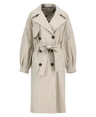 Barbour Mist/Dress Navy Tartan Layla Trench Showerproof Jacket #Colour_Mist/Dress Navy Tartan