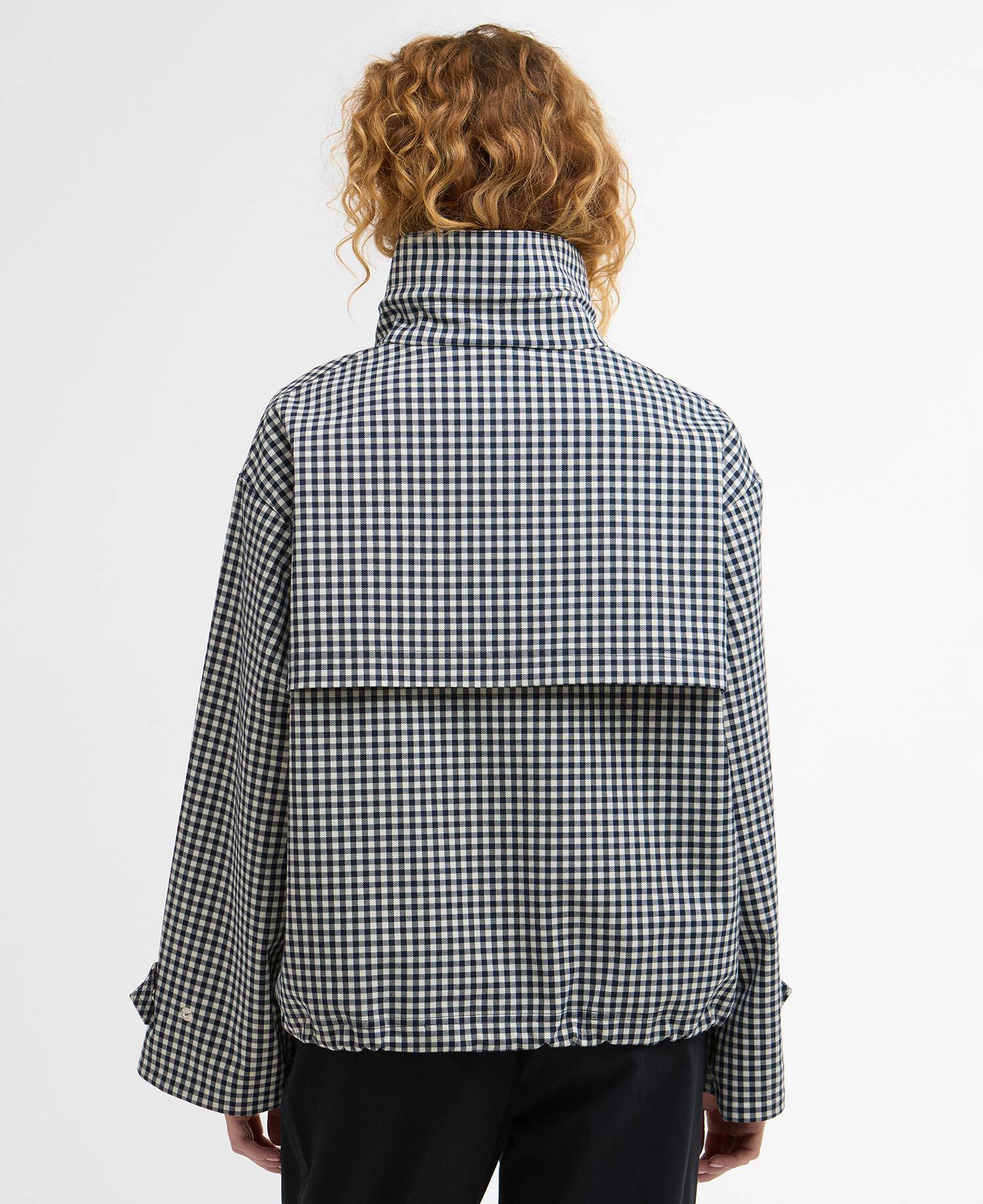Barbour Navy Gingham Bronwyn Check Showerproof Jacket #Colour_Navy Gingham