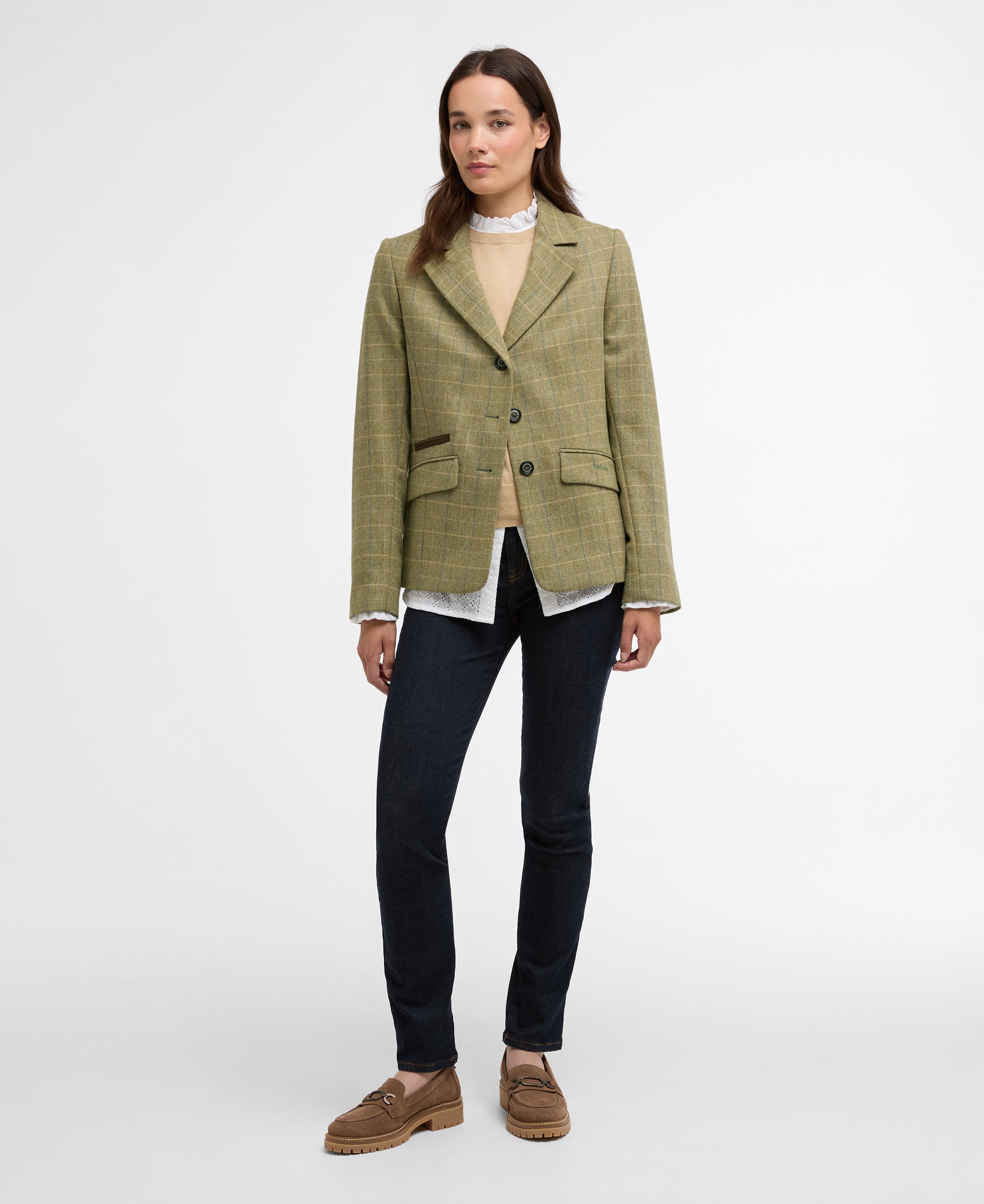 Barbour Light Olive Check Lupin Tailored Jacket #Colour_Light Olive Check
