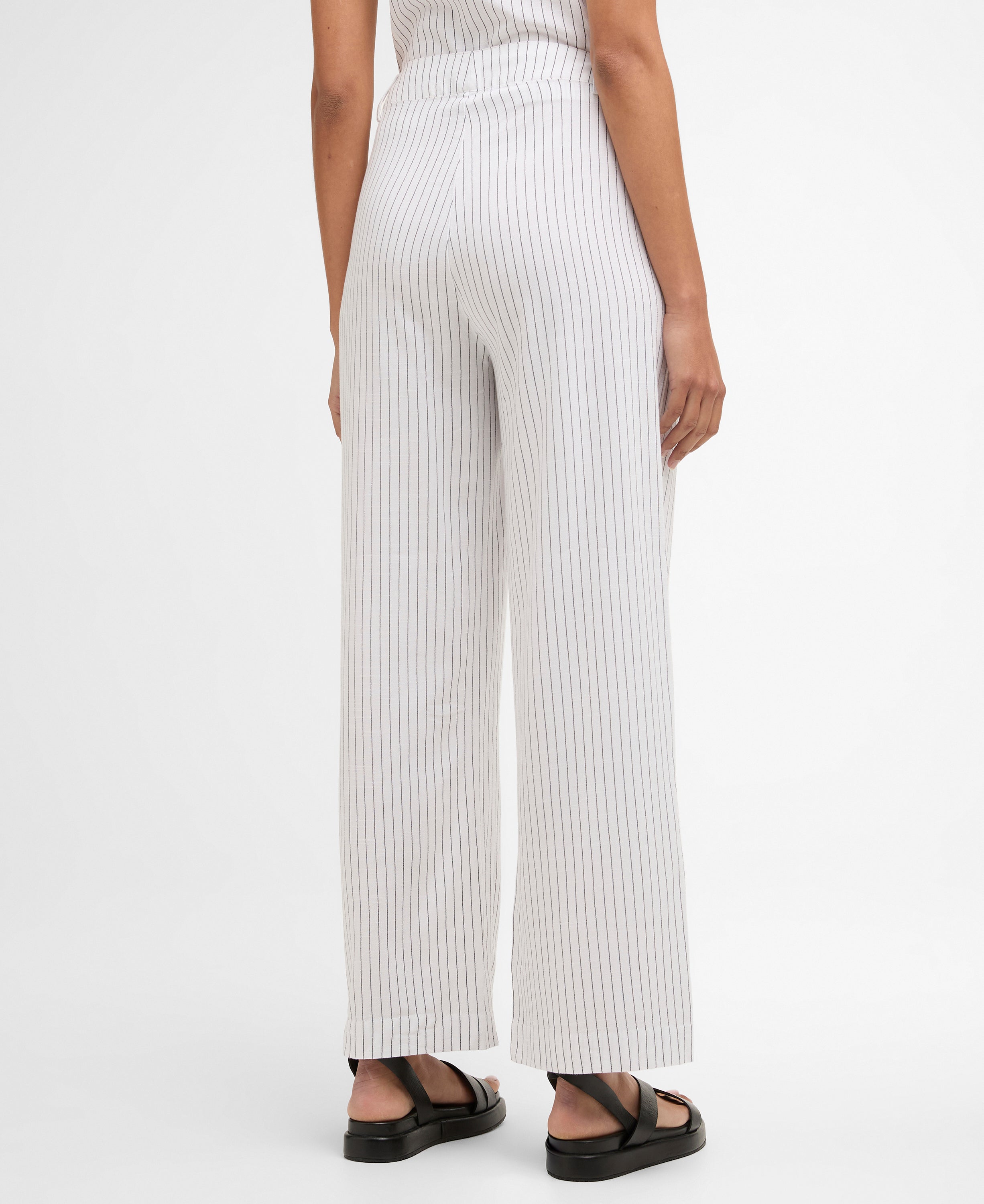 Barbour White/Dark Navy Stripe Sloane Trousers #Colour_White/Dark Navy Stripe