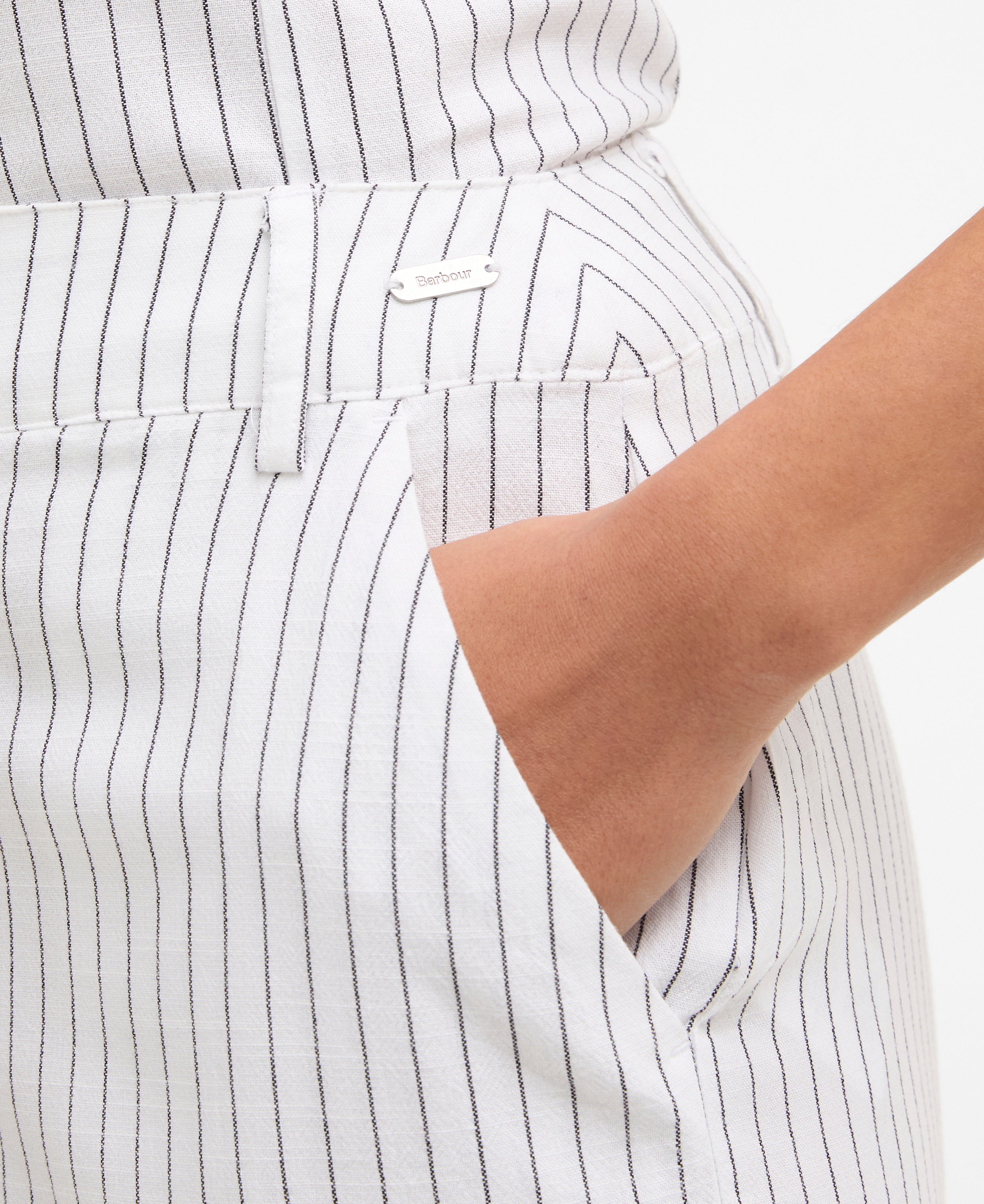 Barbour White/Dark Navy Stripe Sloane Trousers #Colour_White/Dark Navy Stripe
