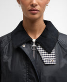 Barbour Royal Navy/Navy Gingham Check Wren Wax Jacket #Colour_Royal Navy/Navy Gingham Check